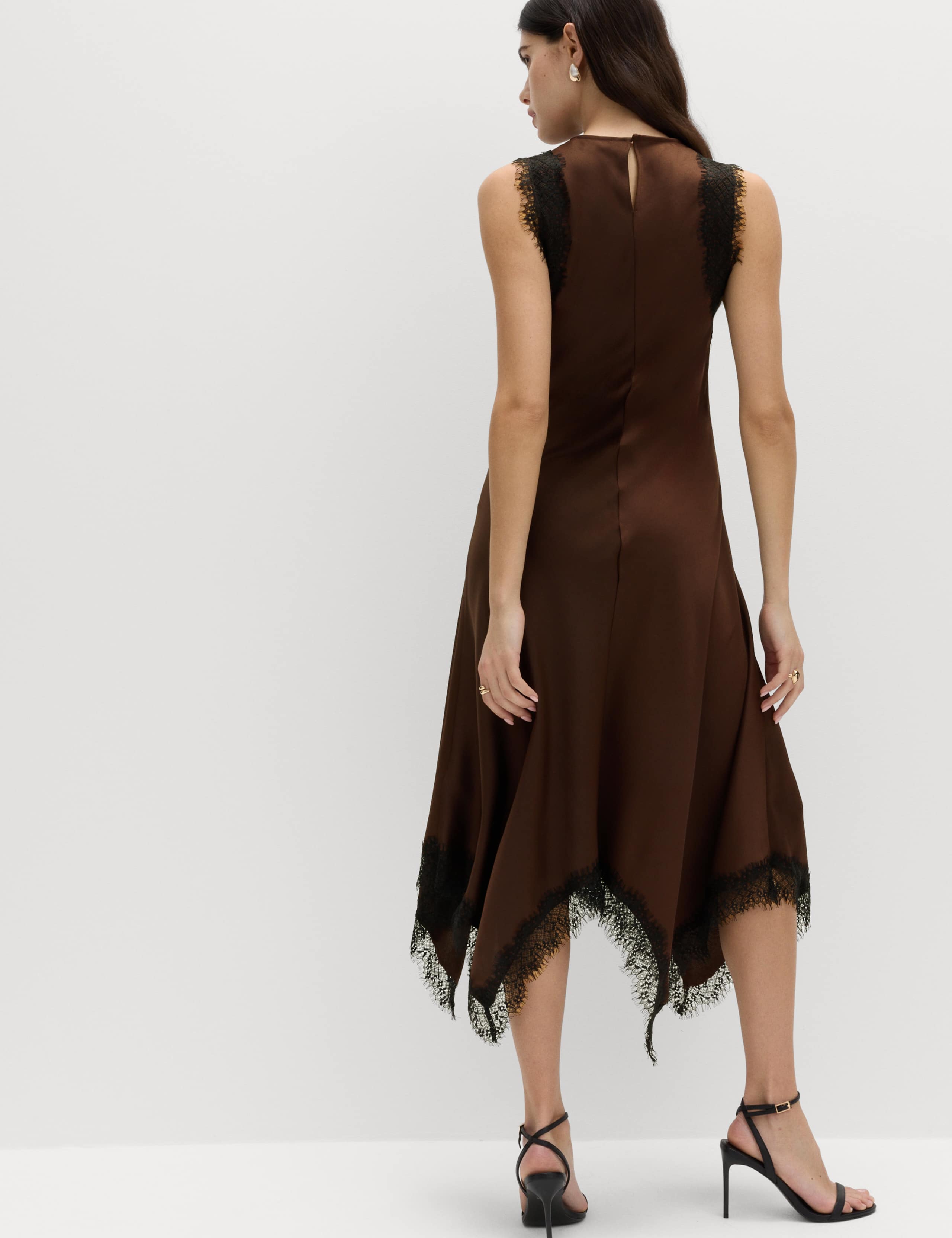 Cowl Neck Lace Detail Midi Slip Dress 4 of 6