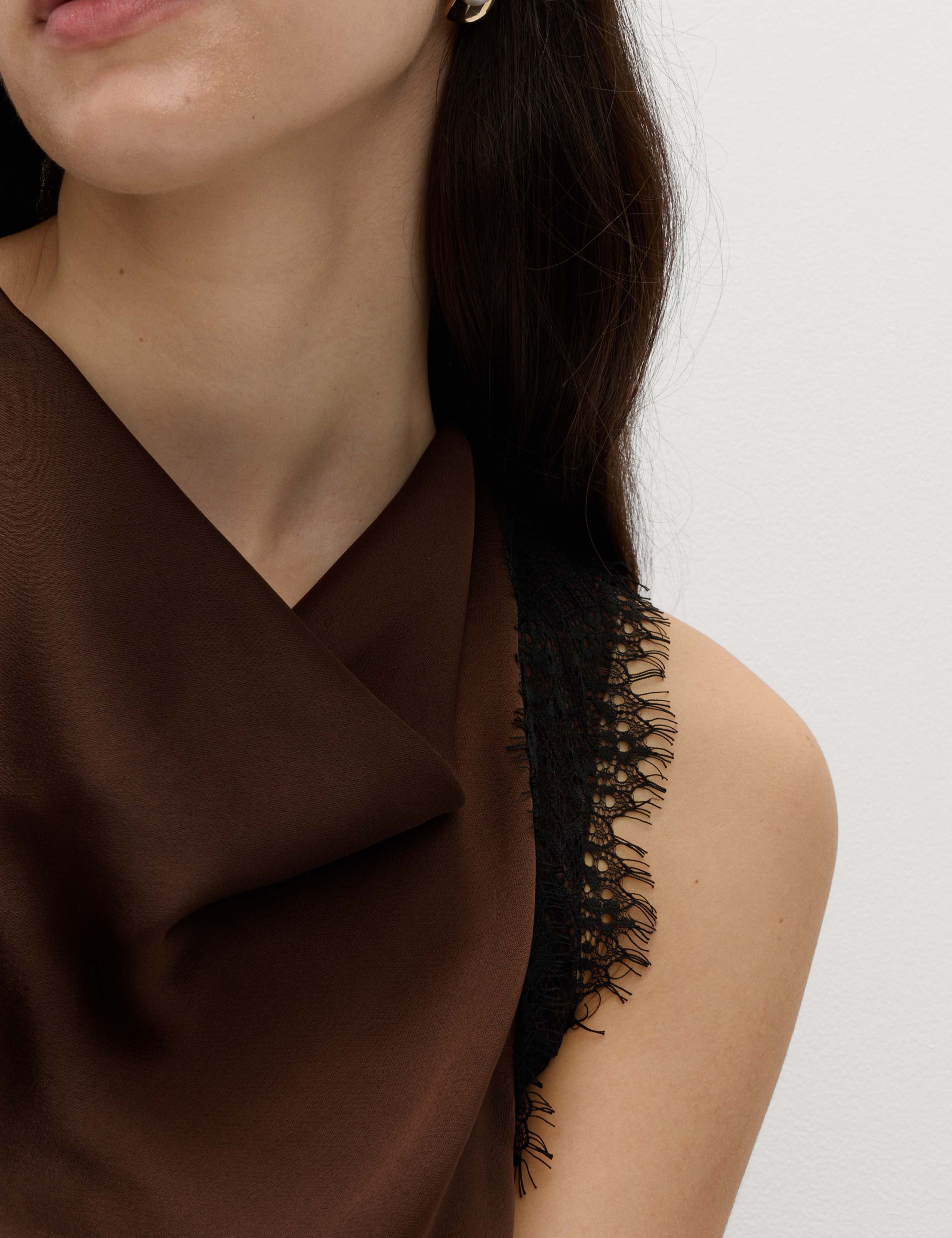 Cowl Neck Lace Detail Midi Slip Dress 6 of 6