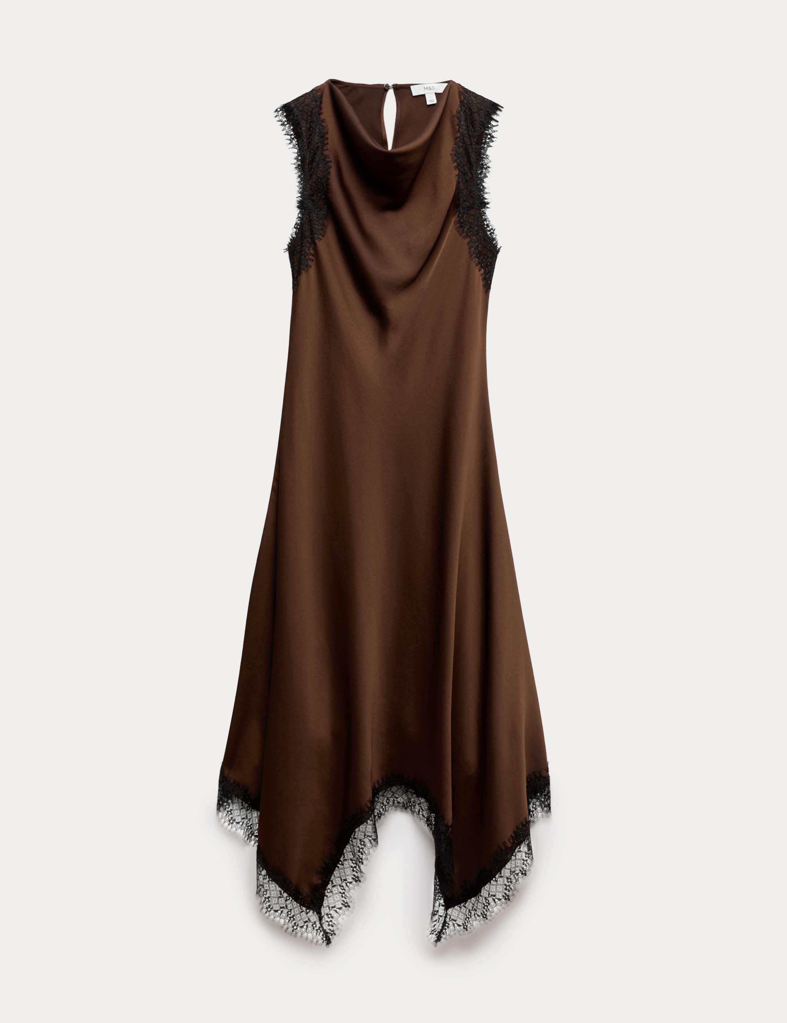 Cowl Neck Lace Detail Midi Slip Dress 1 of 1