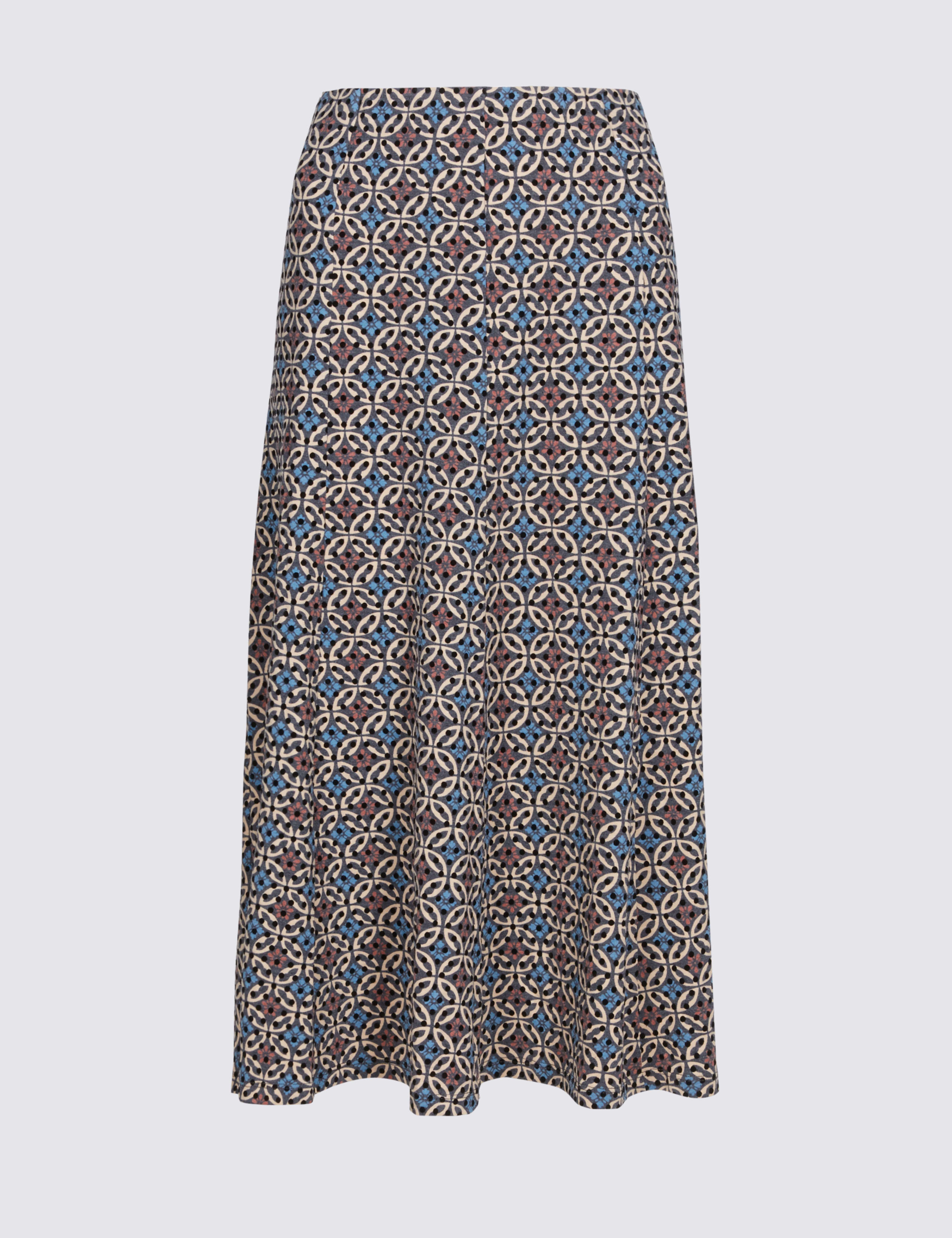 Printed Flocked A-Line Midi Skirt 2 of 5