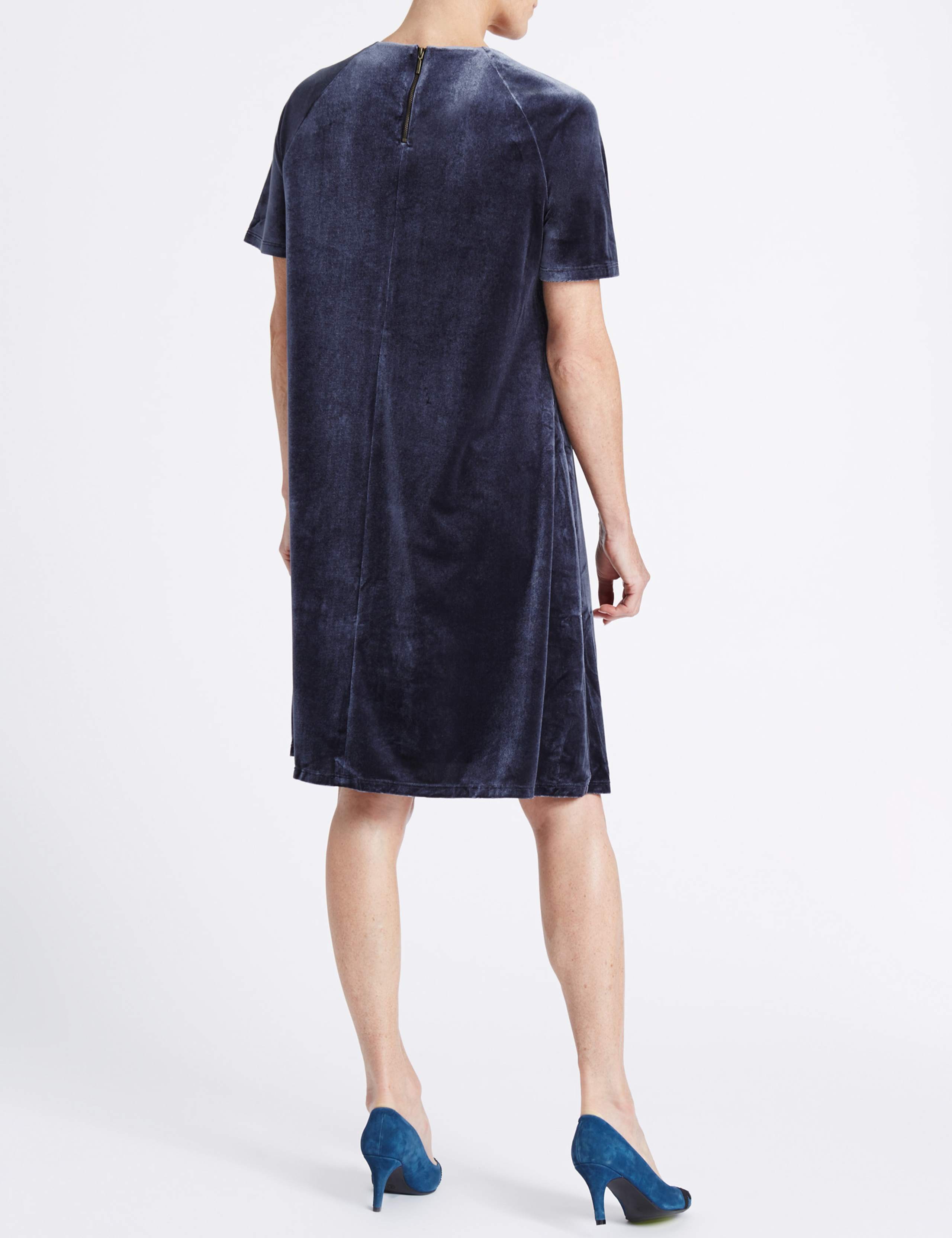 Velvet Short Sleeve Shift Dress 3 of 4