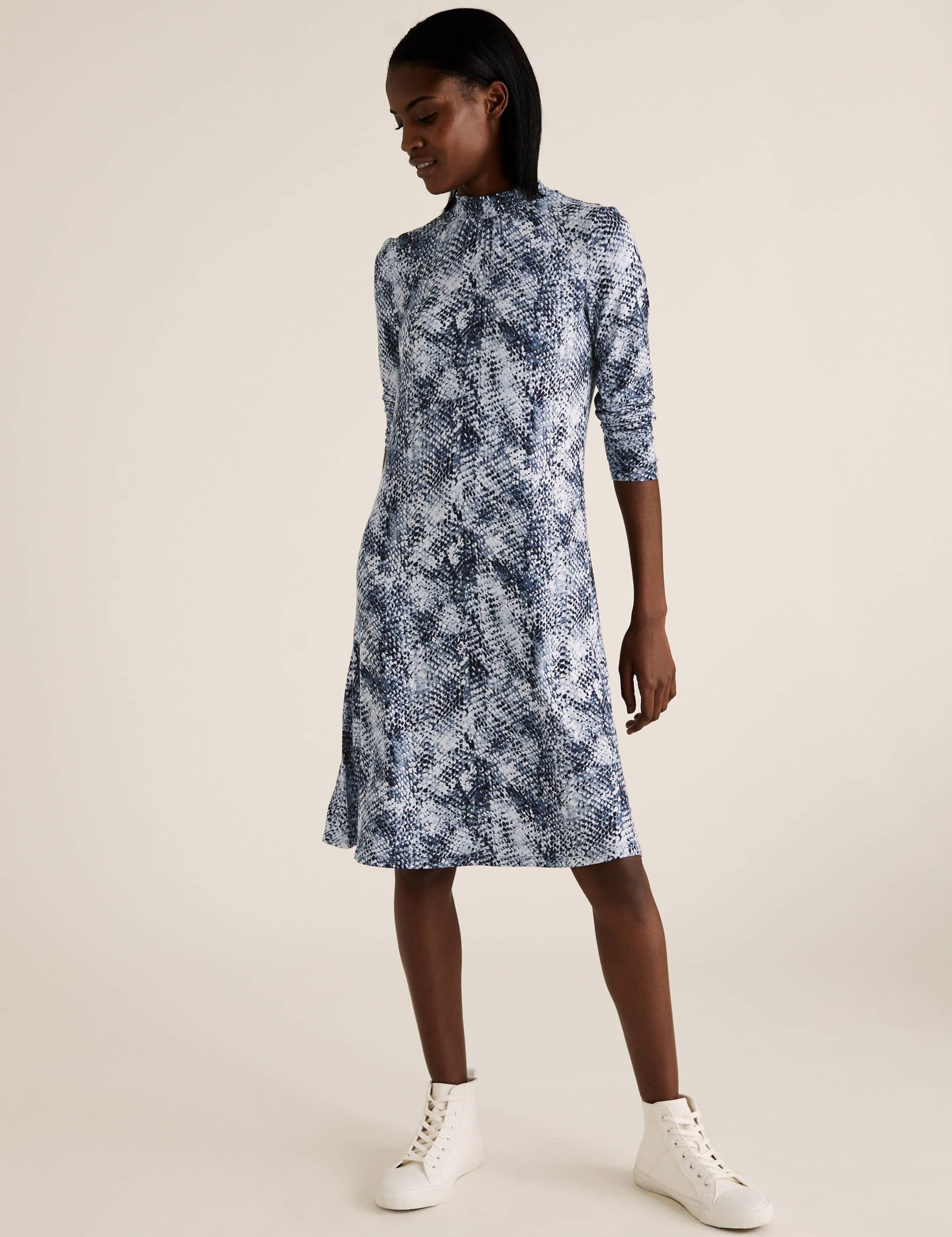 Jersey Snake Print Knee Length Swing Dress 6 of 6