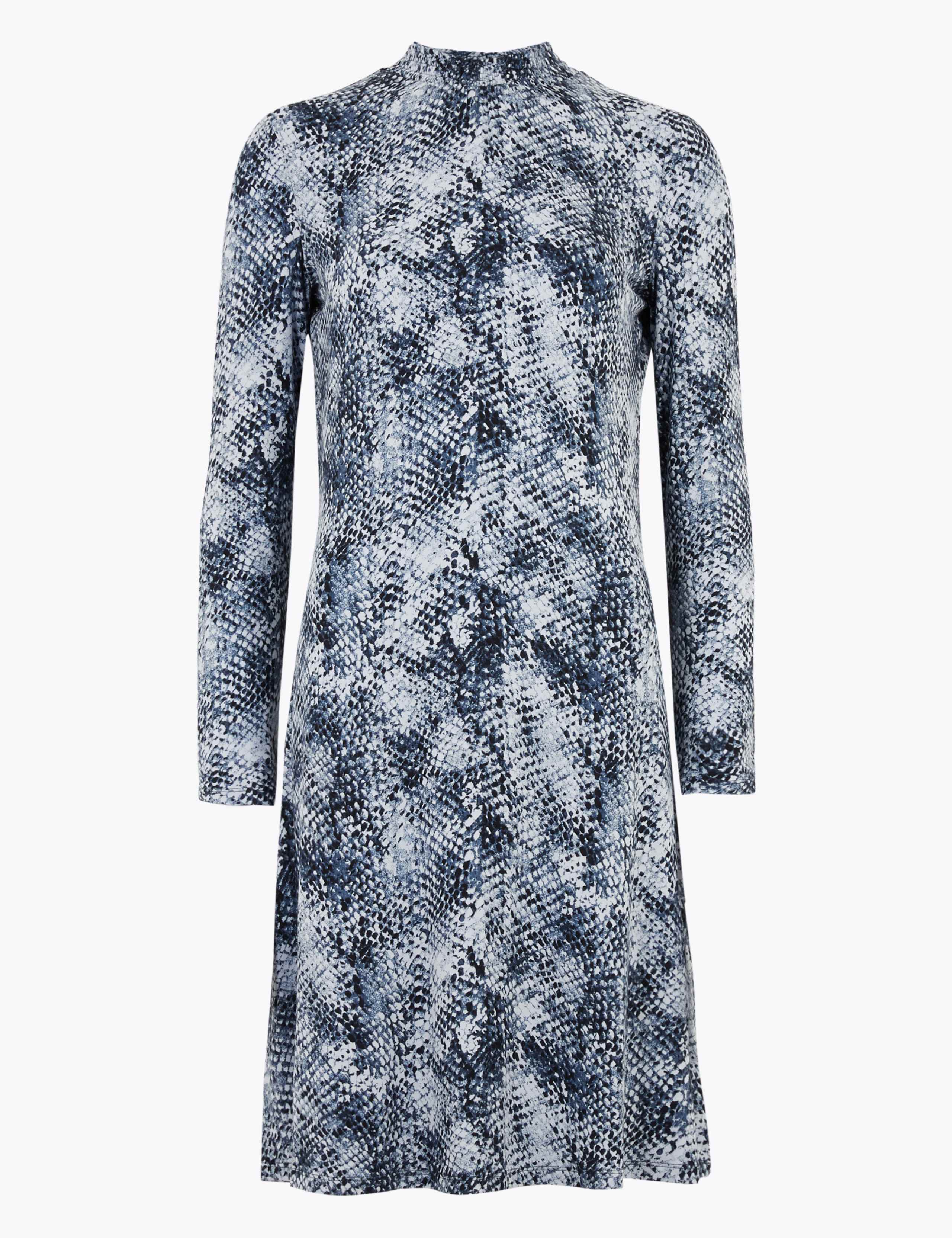 Jersey Snake Print Knee Length Swing Dress 2 of 6