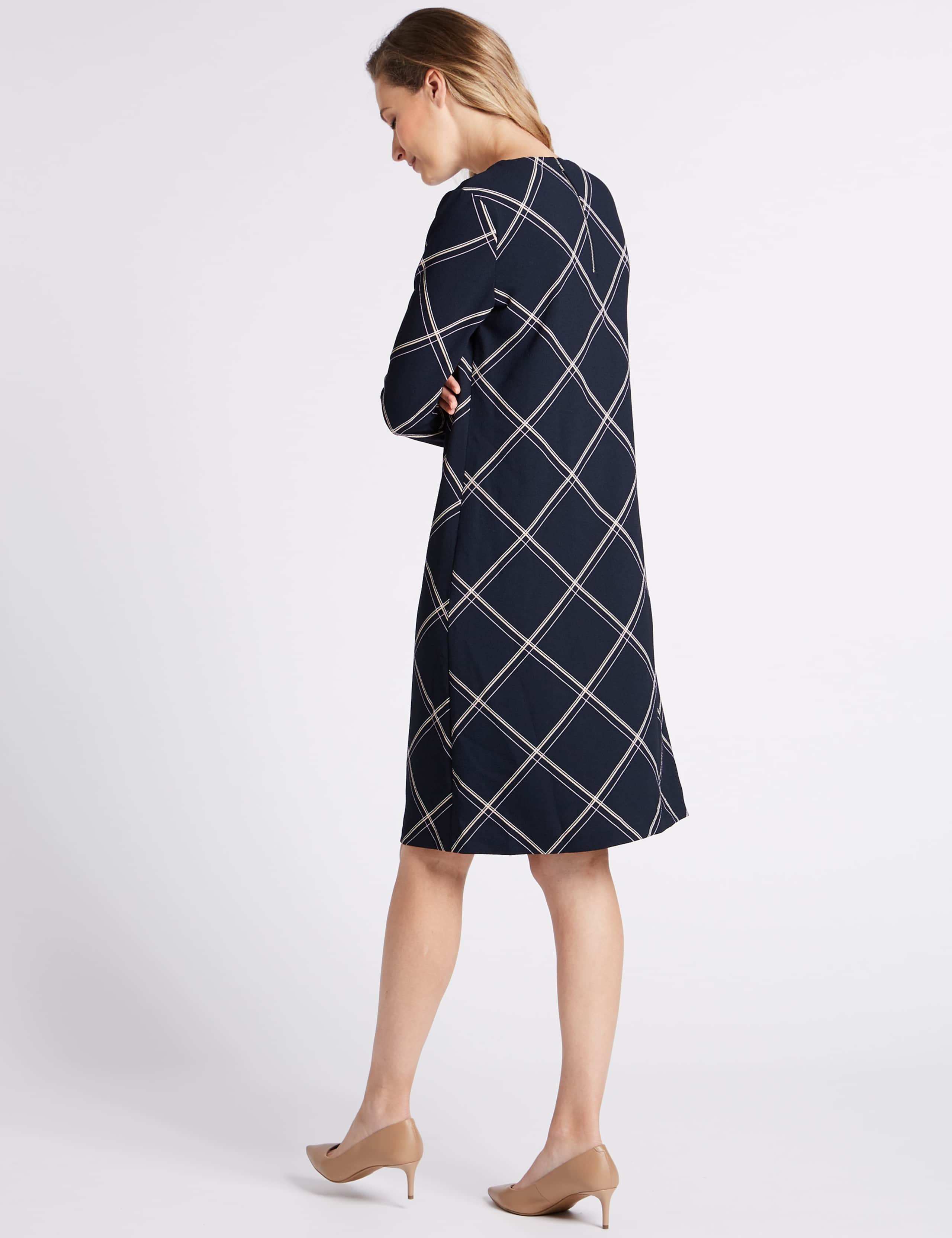 Checked Long Sleeve Tunic Midi Dress 4 of 4