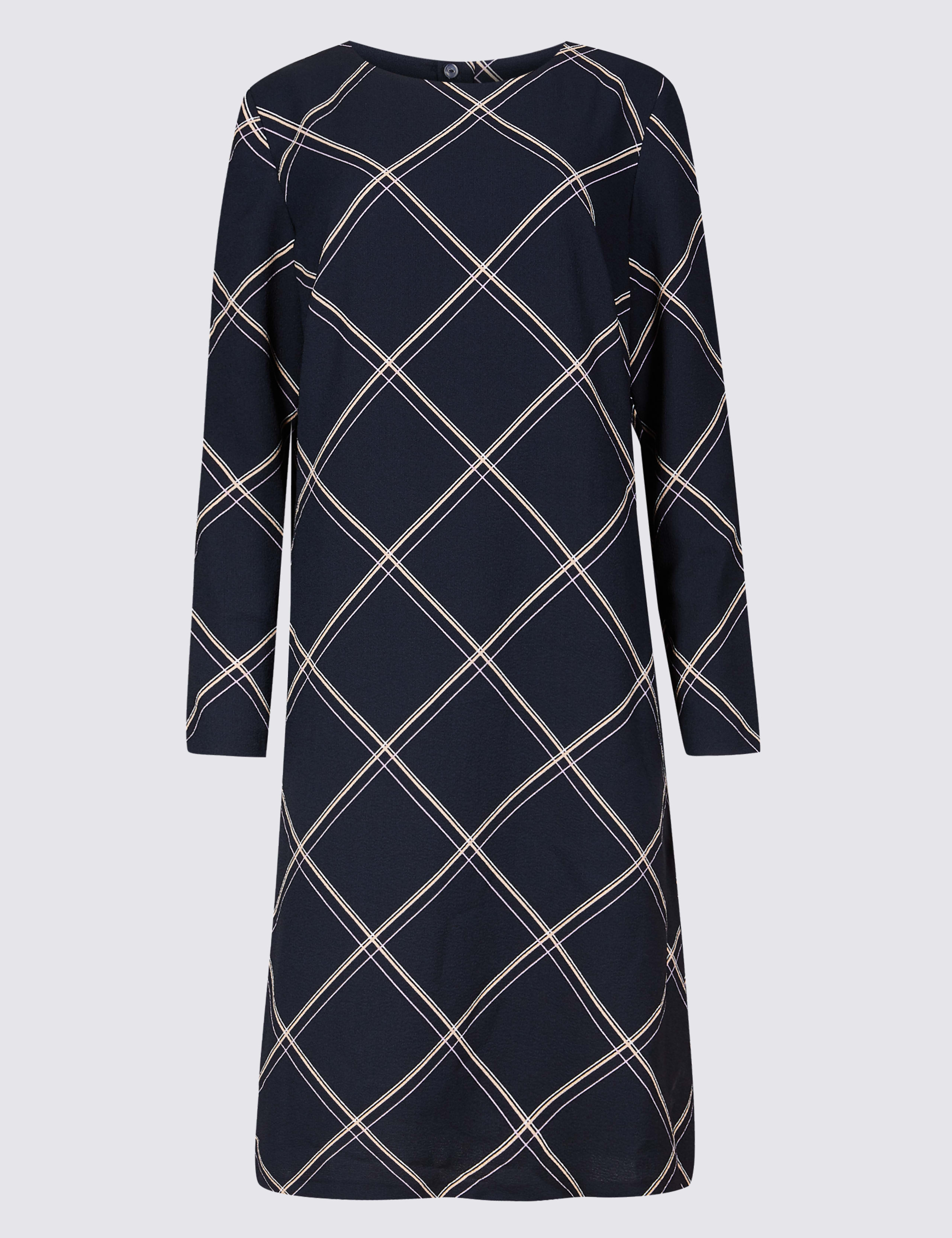 Checked Long Sleeve Tunic Midi Dress 2 of 4