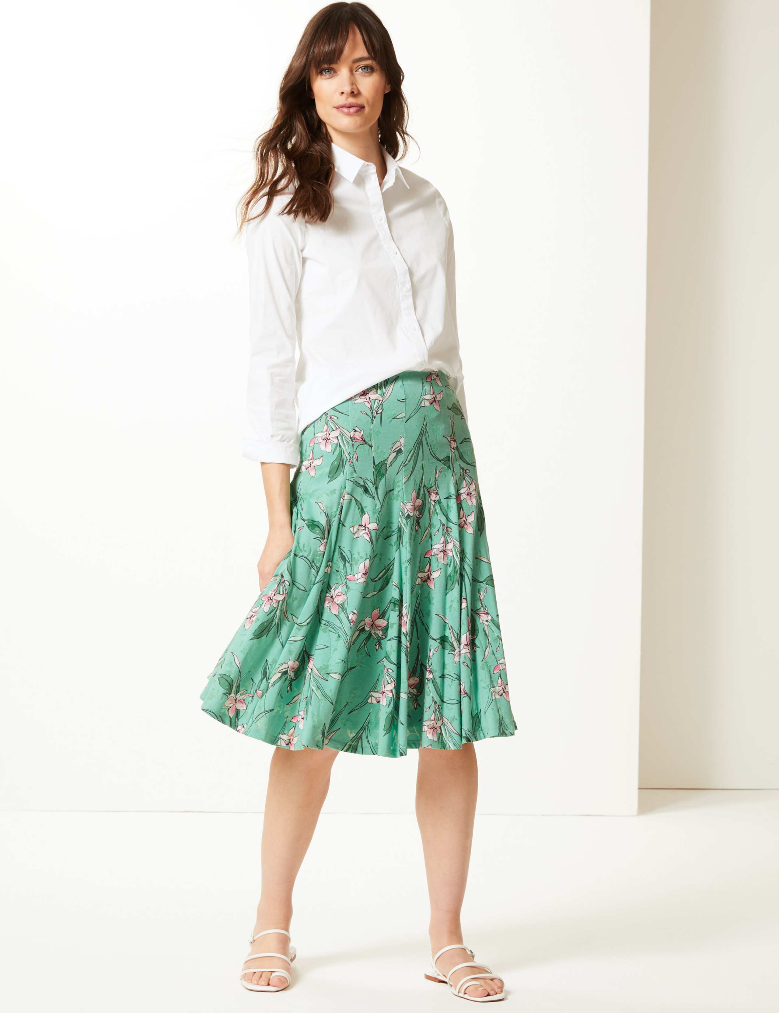 Floral Print Jersey Fit & Flare Skirt 1 of 4