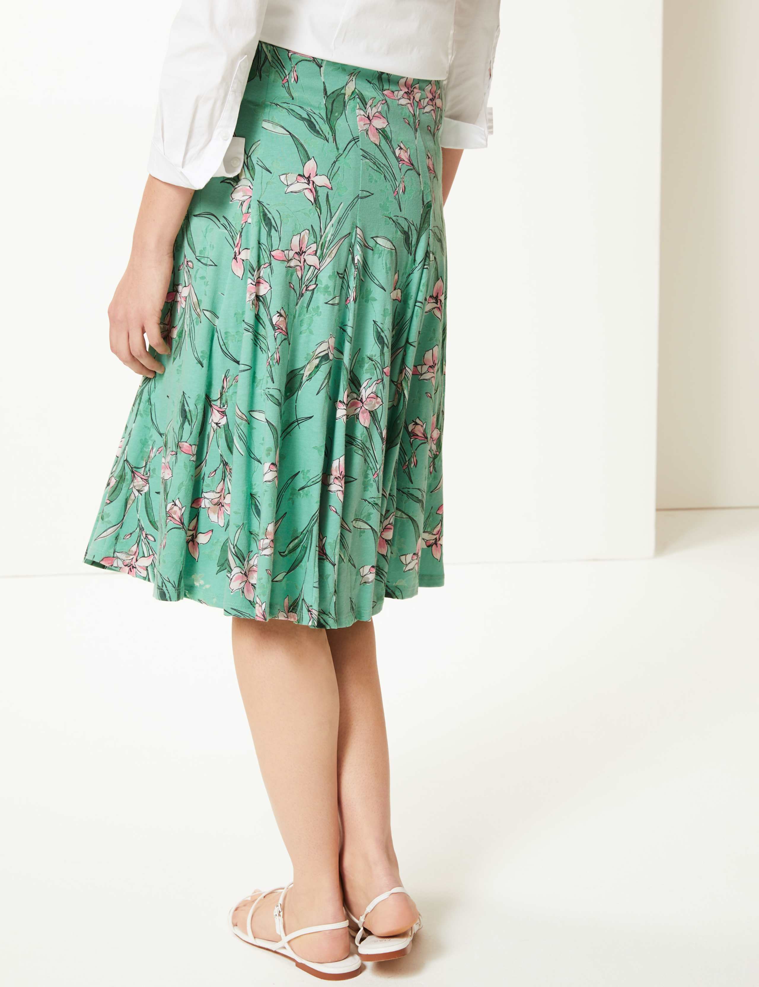 Floral Print Jersey Fit & Flare Skirt 3 of 4
