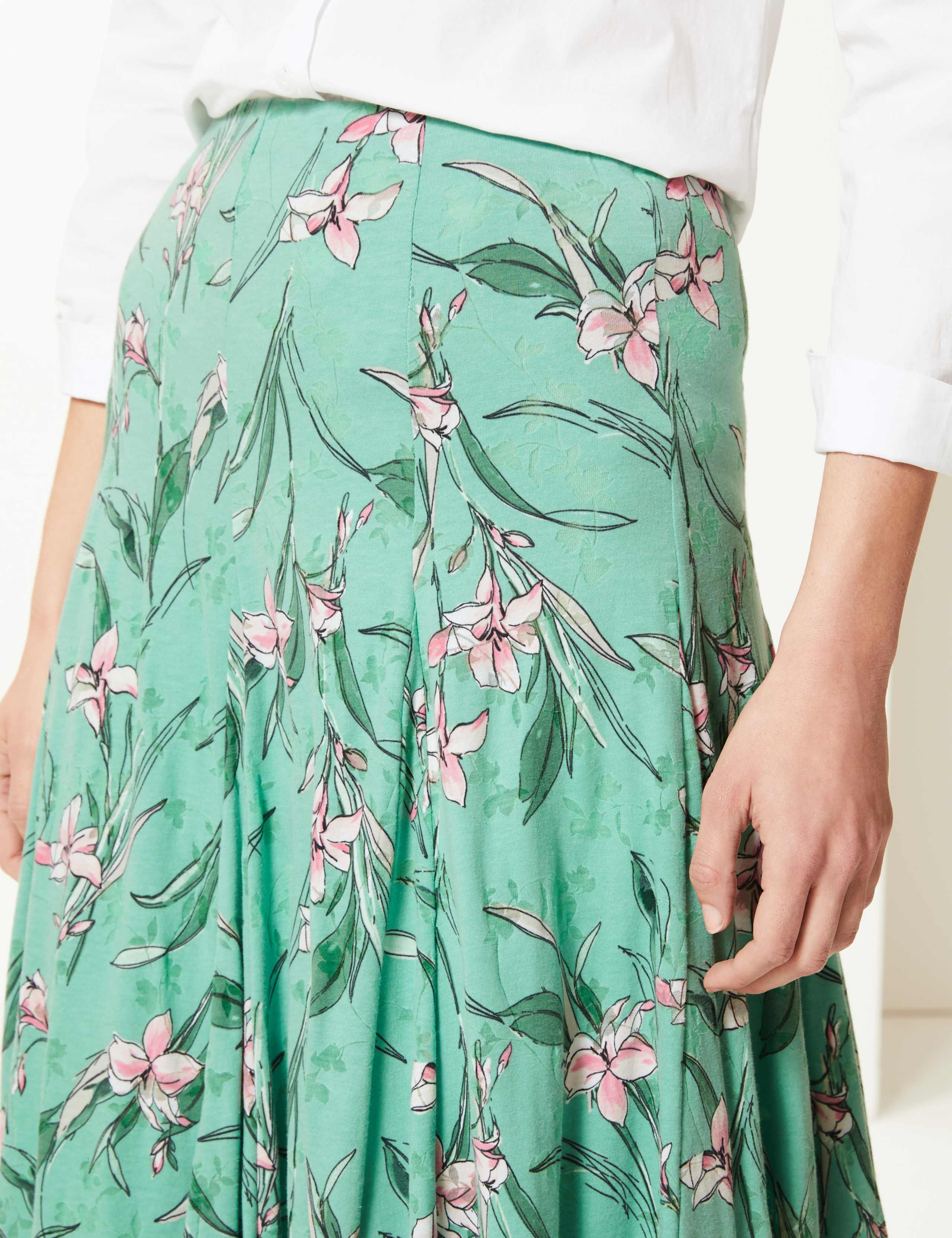 Floral Print Jersey Fit & Flare Skirt 4 of 4