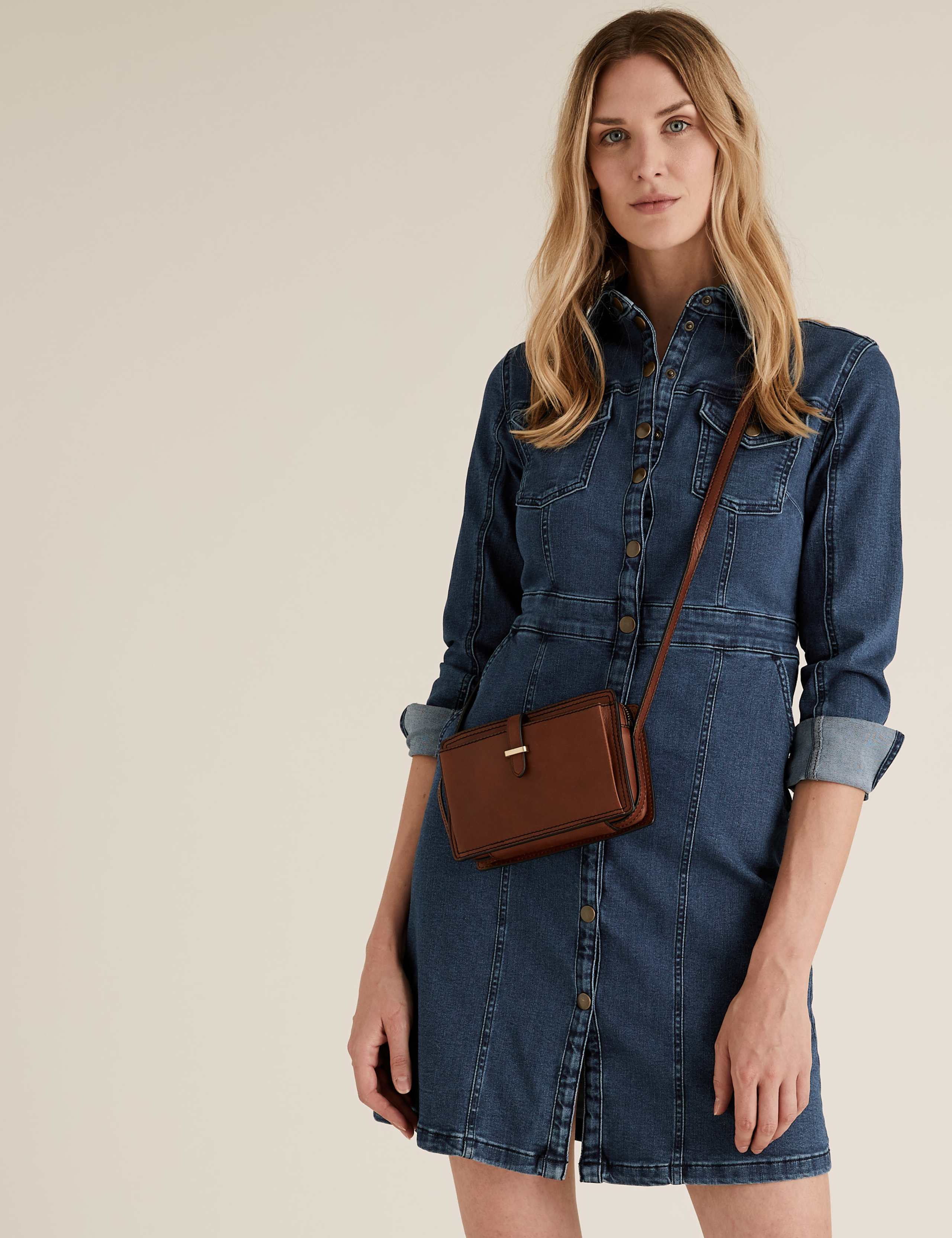 Denim Mini Shirt Dress 4 of 5