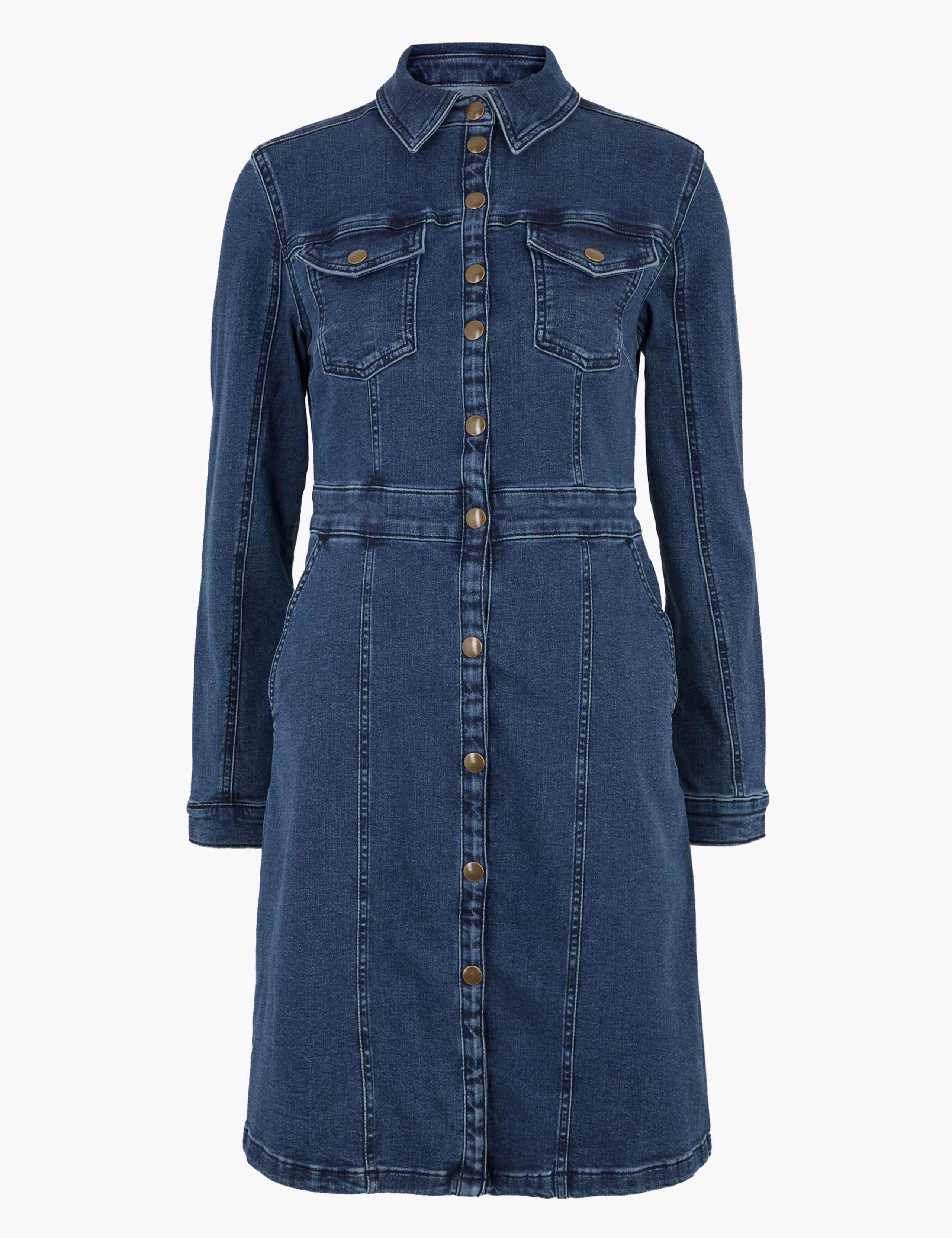Denim Mini Shirt Dress 2 of 5