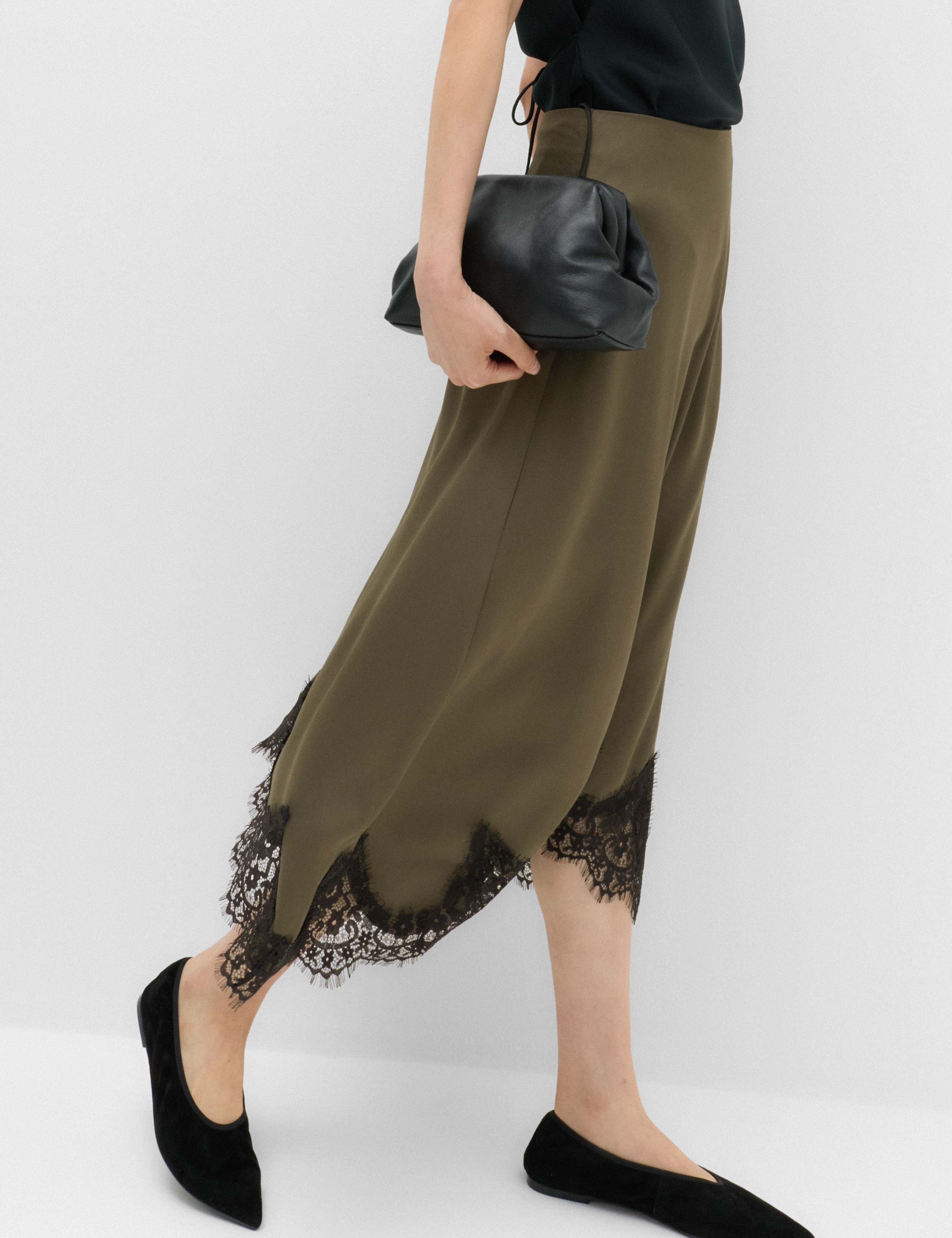 Lace Hem Midi Asymmetric Skirt 3 of 5