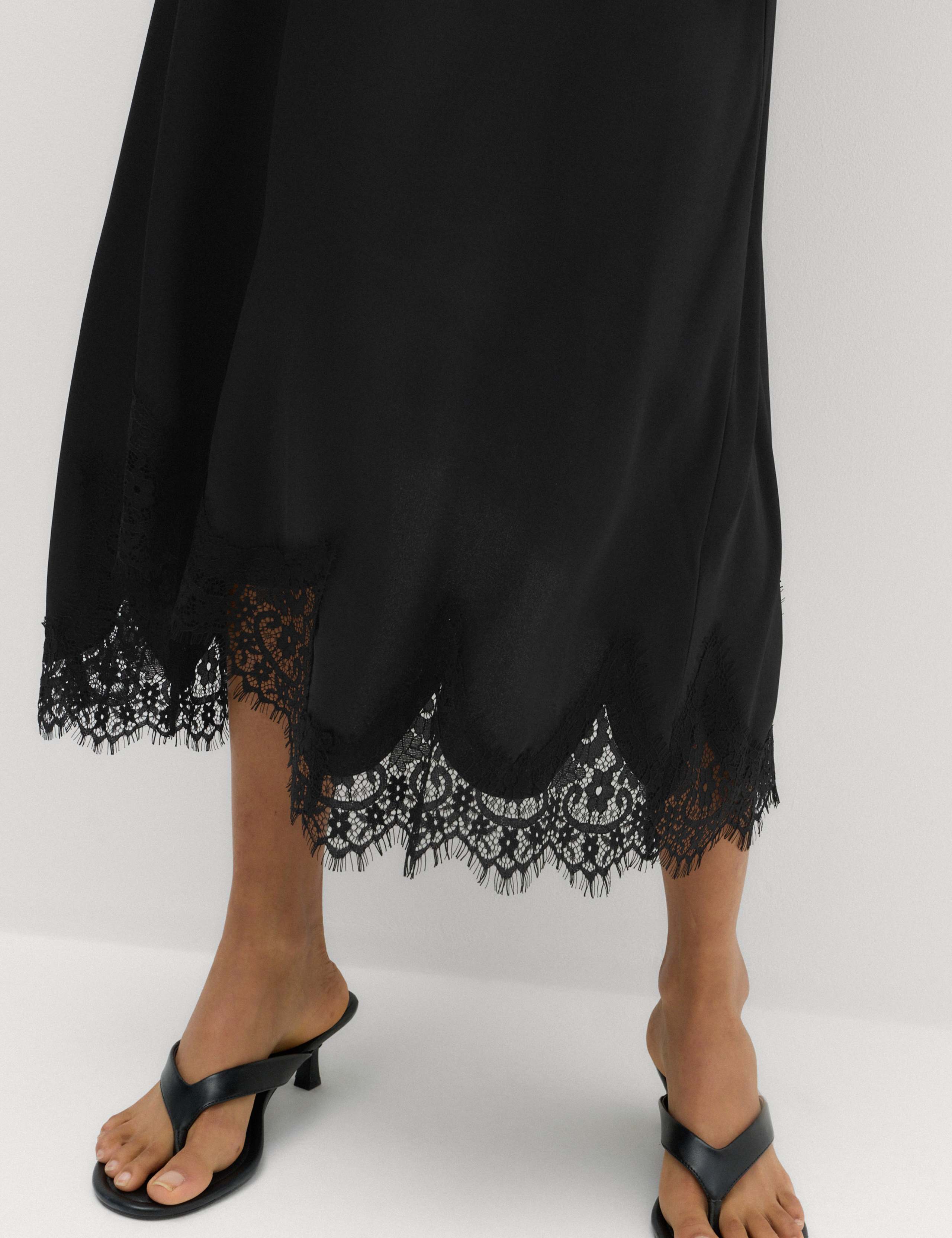 Lace Hem Midi Asymmetric Skirt 5 of 7