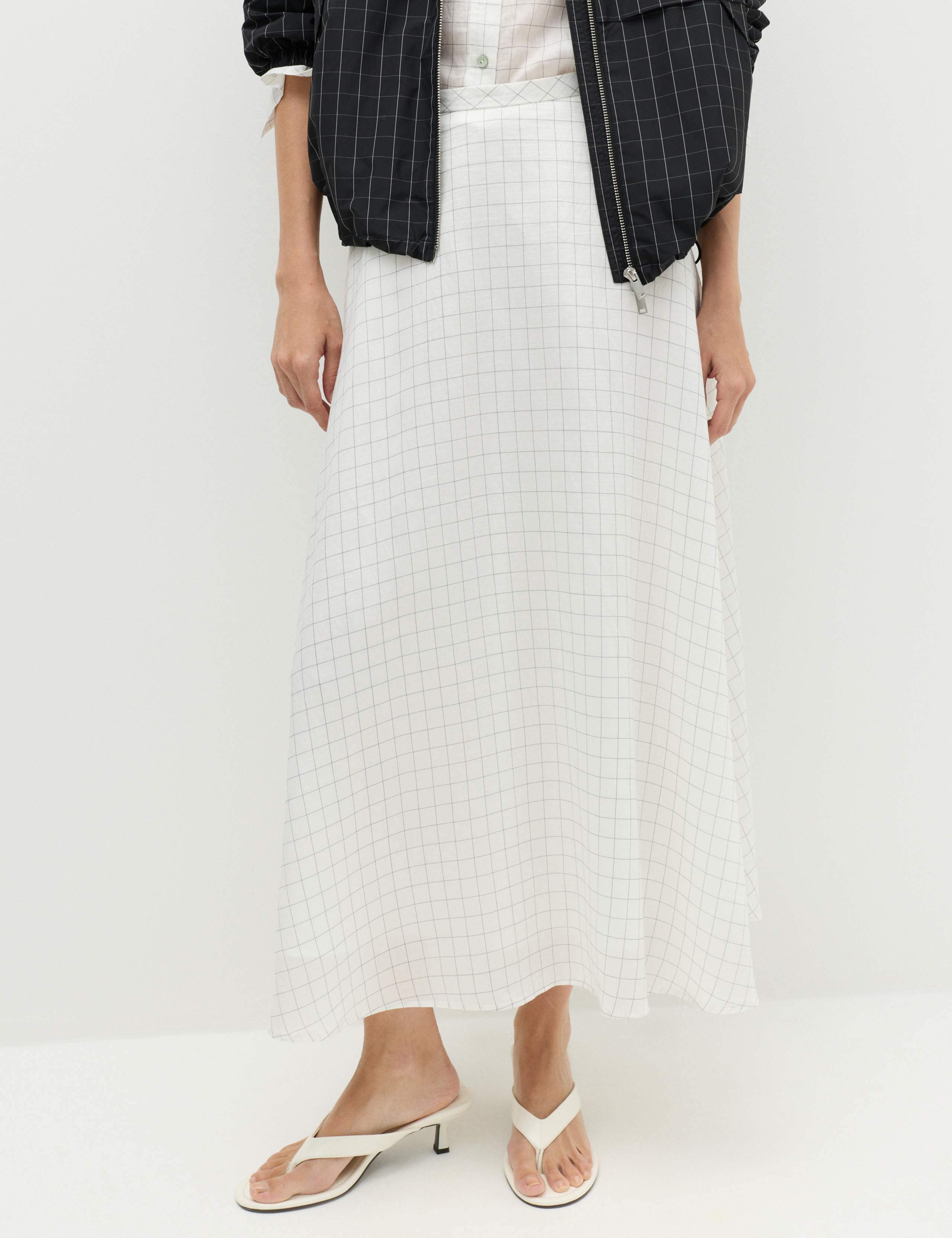 Lyocell™ Rich Checked Midi Skirt 3 of 6