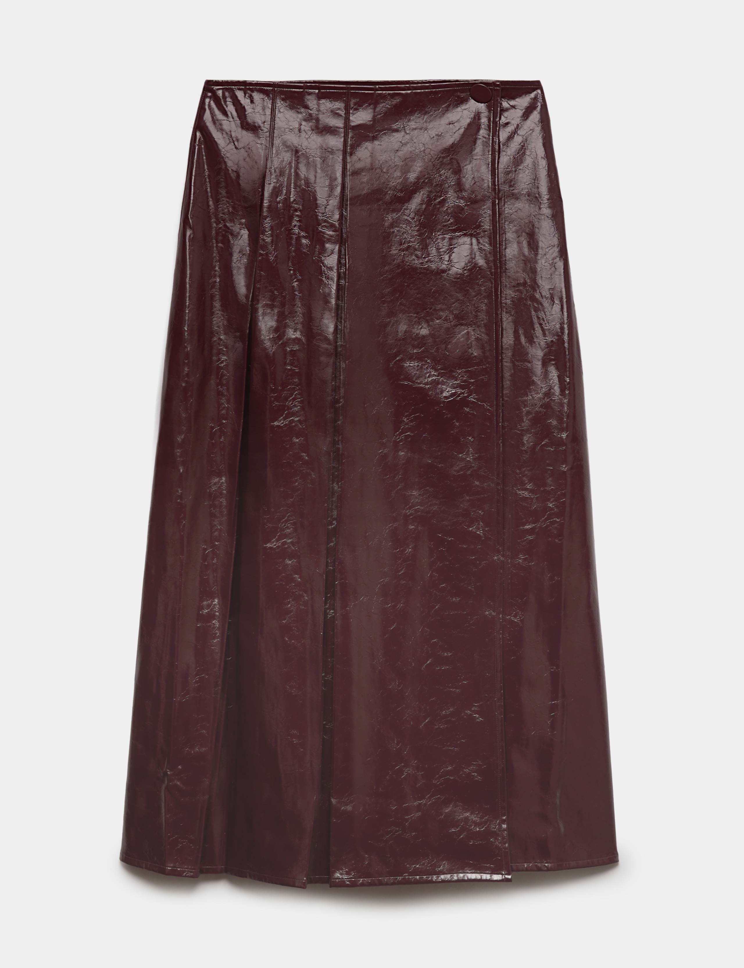Faux Leather Textured Midi A-Line Skirt 1 of 1