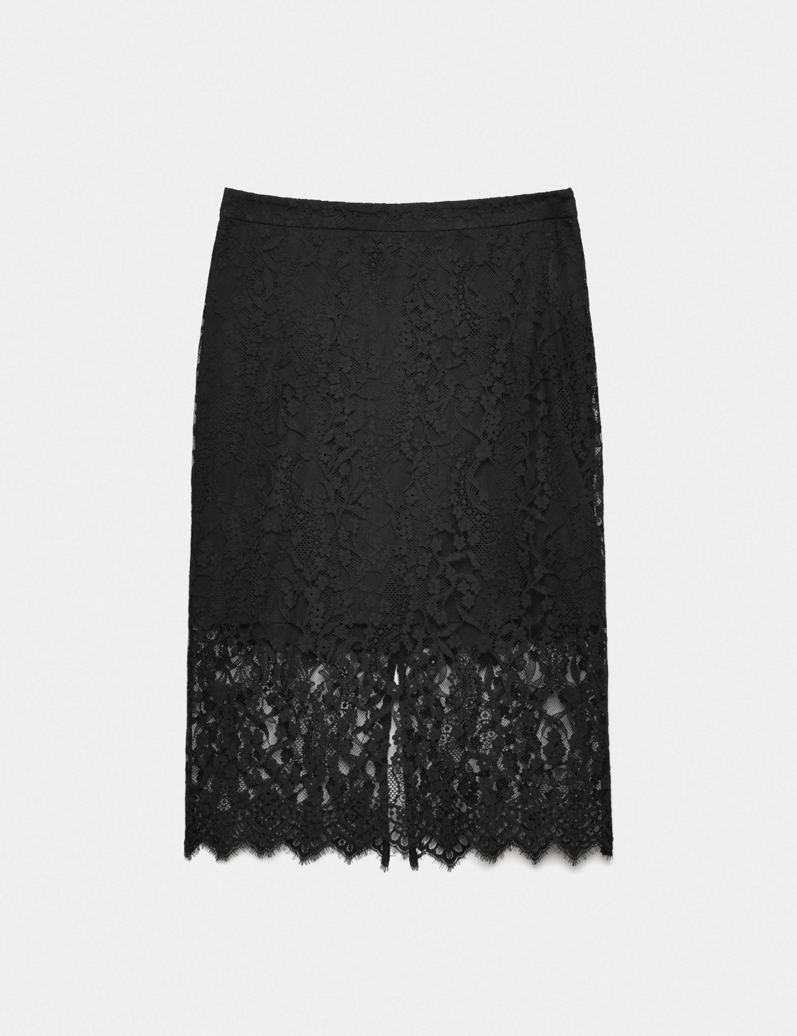 Cotton Blend Lace Knee Length Pencil Skirt 2 of 7
