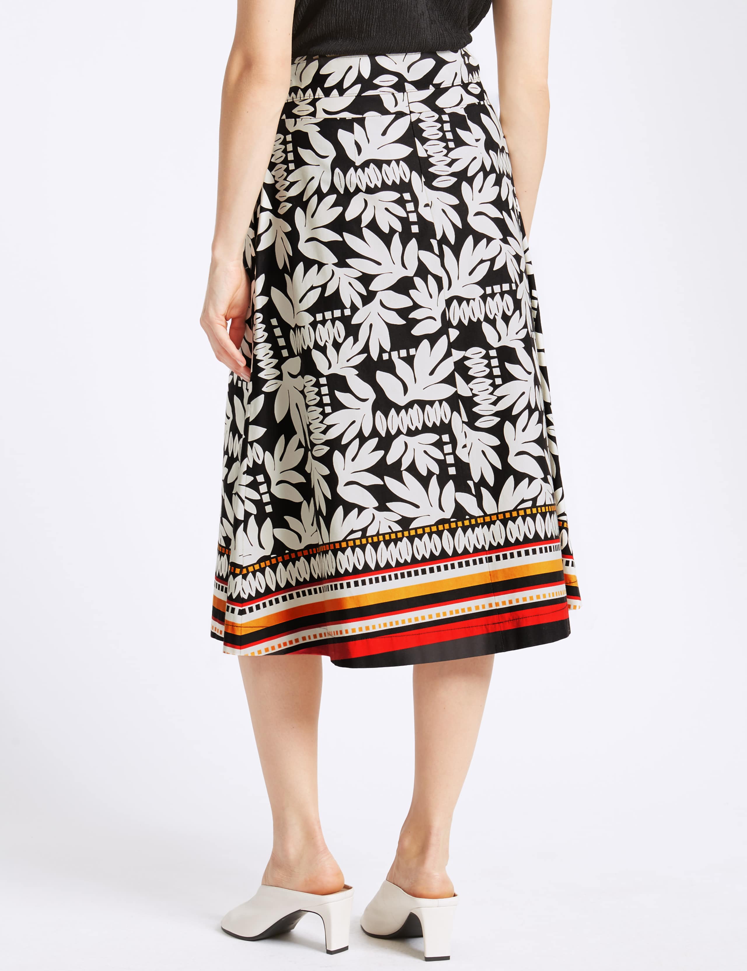 Cotton Rich Printed A-Line Midi Skirt 4 of 5