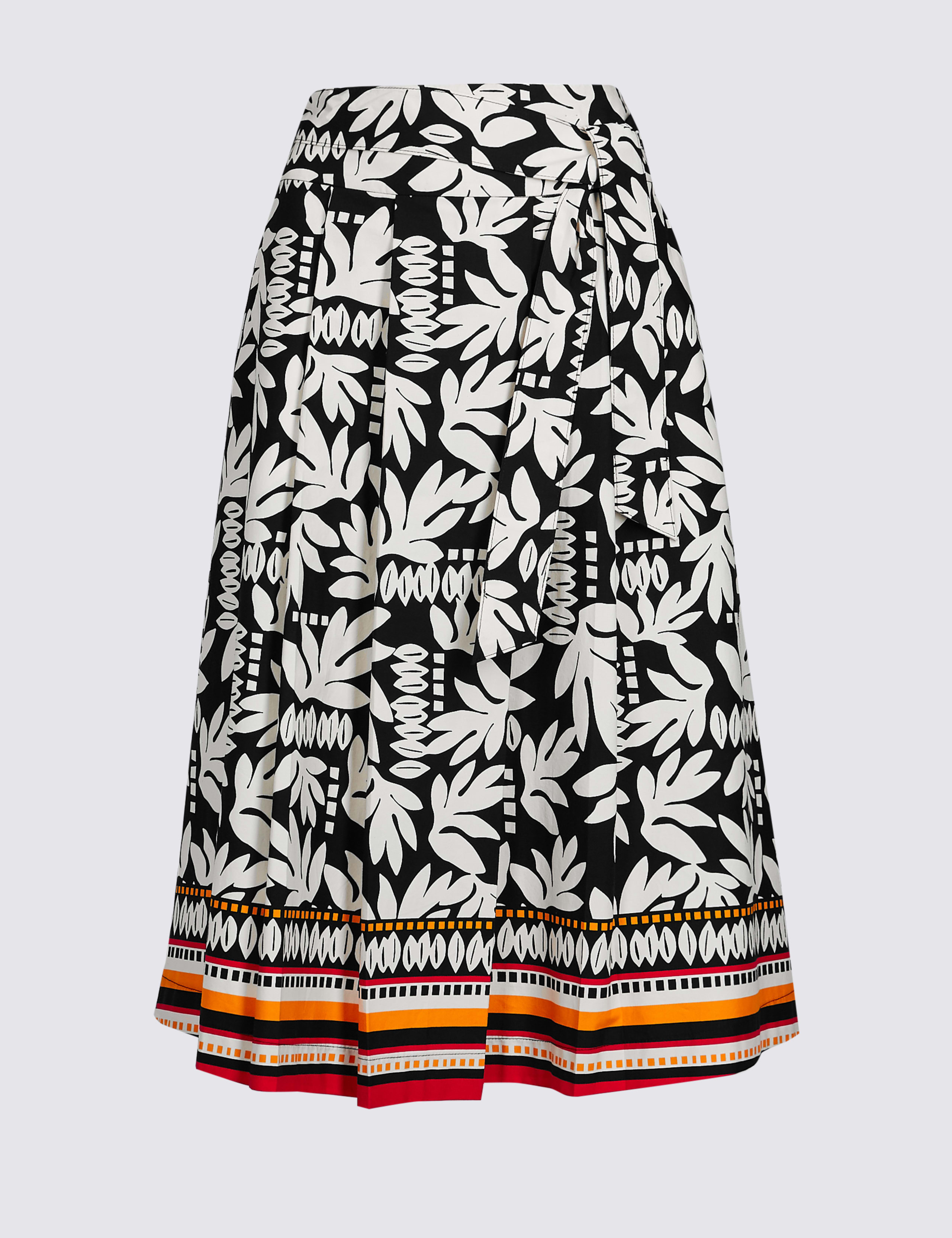 Cotton Rich Printed A-Line Midi Skirt 2 of 5