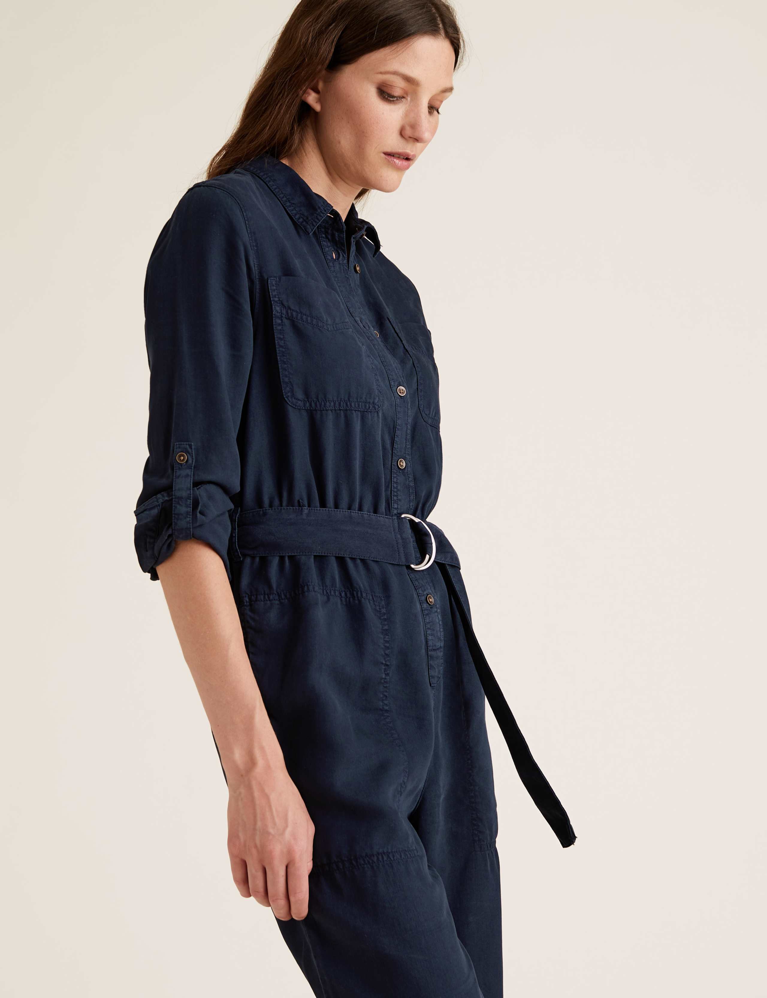 Tencel™ Belted Long Sleeve Utility Jumpsuit 2 of 5