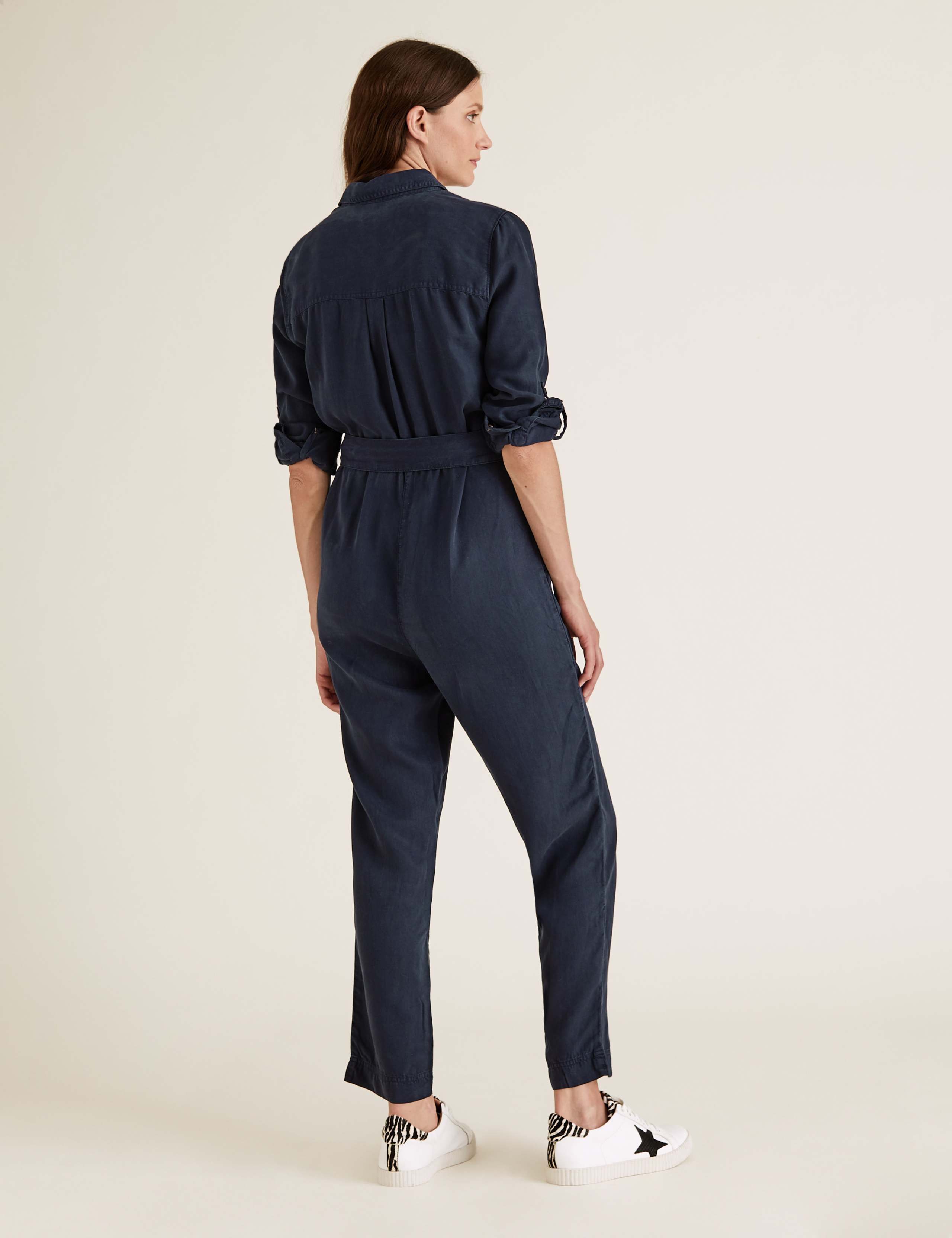 Tencel™ Belted Long Sleeve Utility Jumpsuit 5 of 5