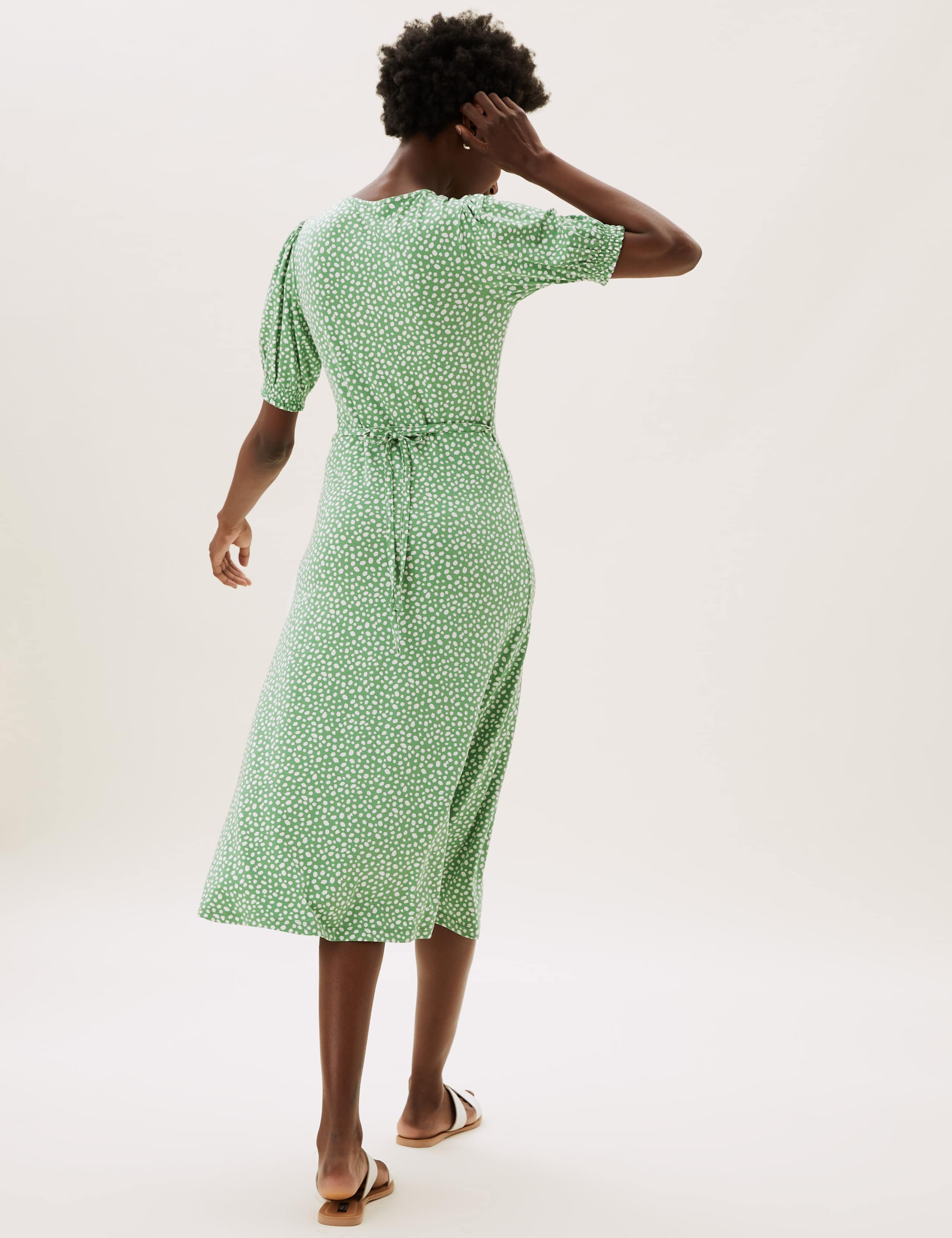 Jersey Printed V-Neck Midi Tea Dress 4 of 6