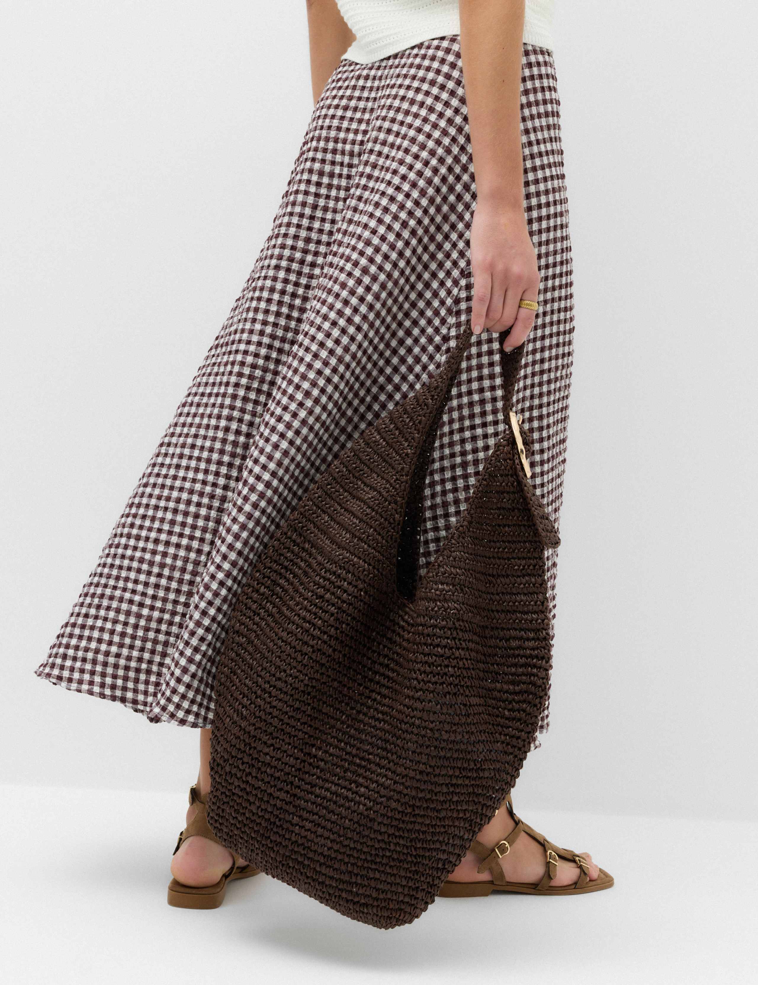 Cotton Rich Gingham Midaxi Circle Skirt 3 of 5