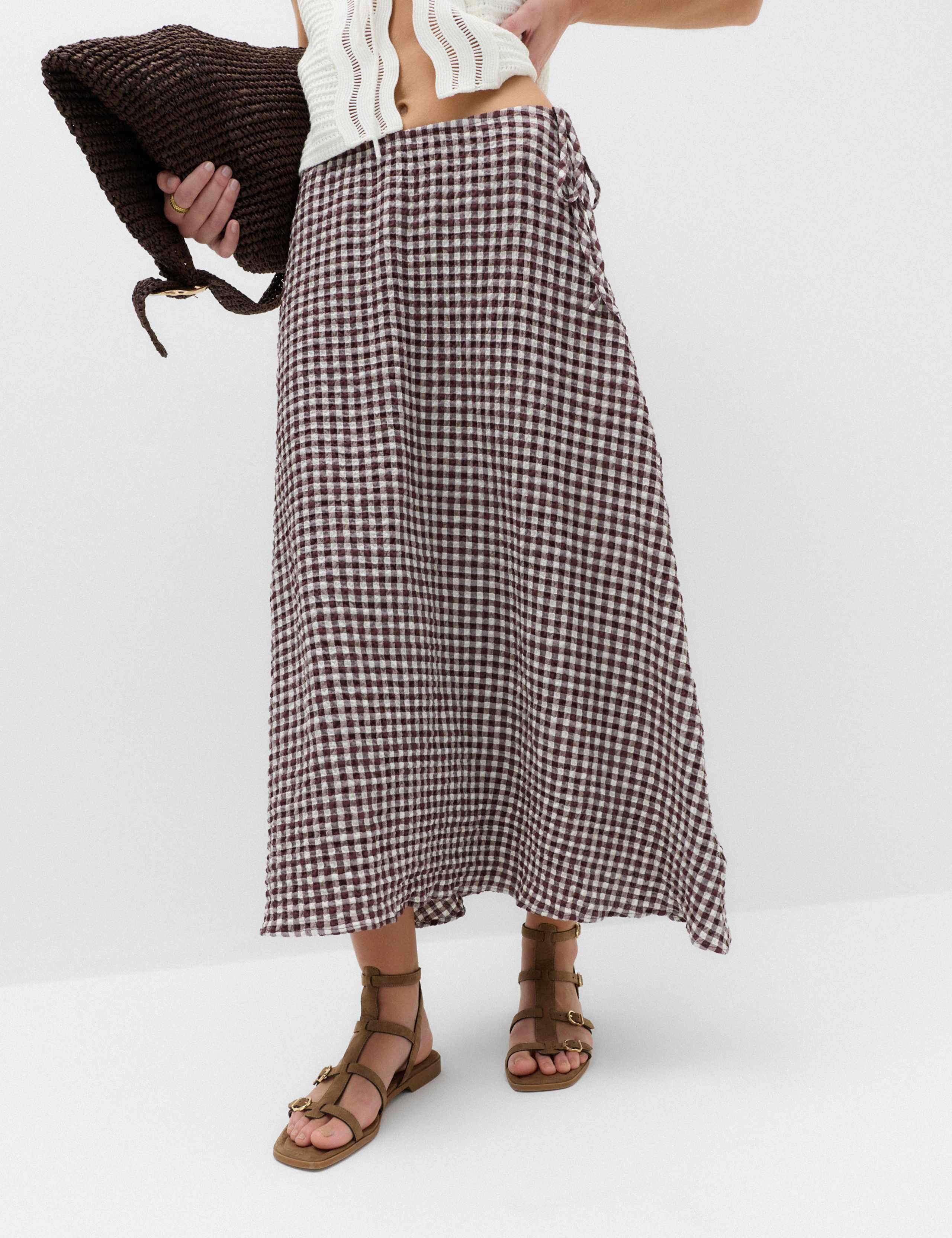 Cotton Rich Gingham Midaxi Circle Skirt 5 of 5