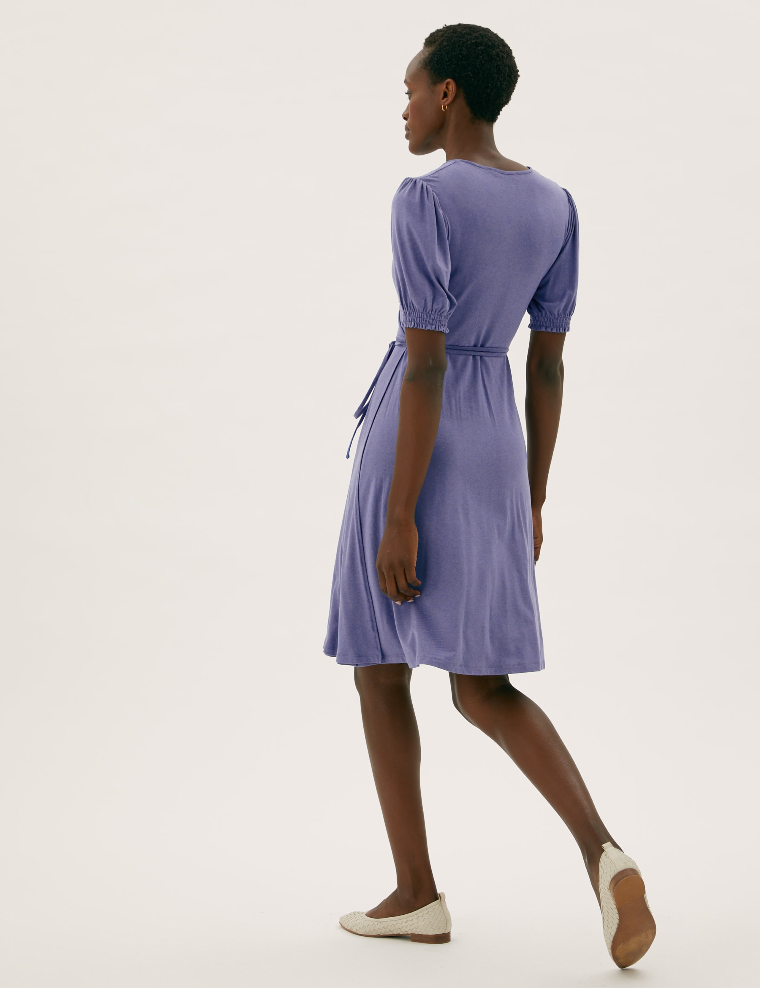 Jersey V-Neck Knee Length Wrap Dress 5 of 6