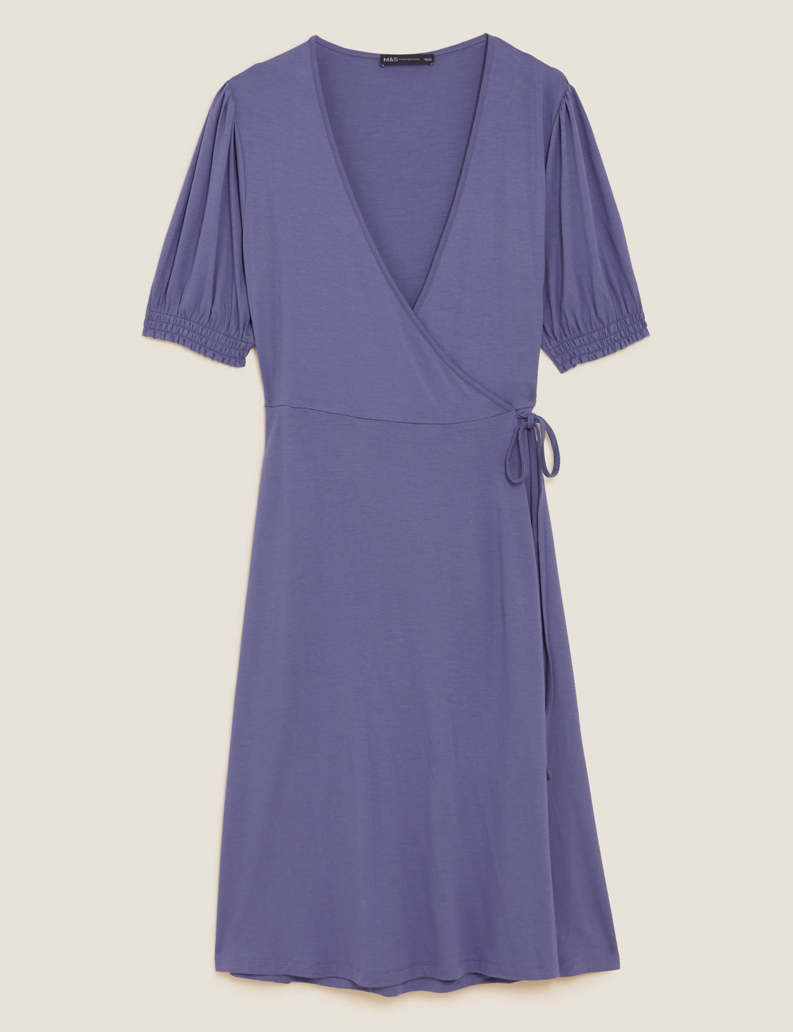Jersey V-Neck Knee Length Wrap Dress 2 of 6