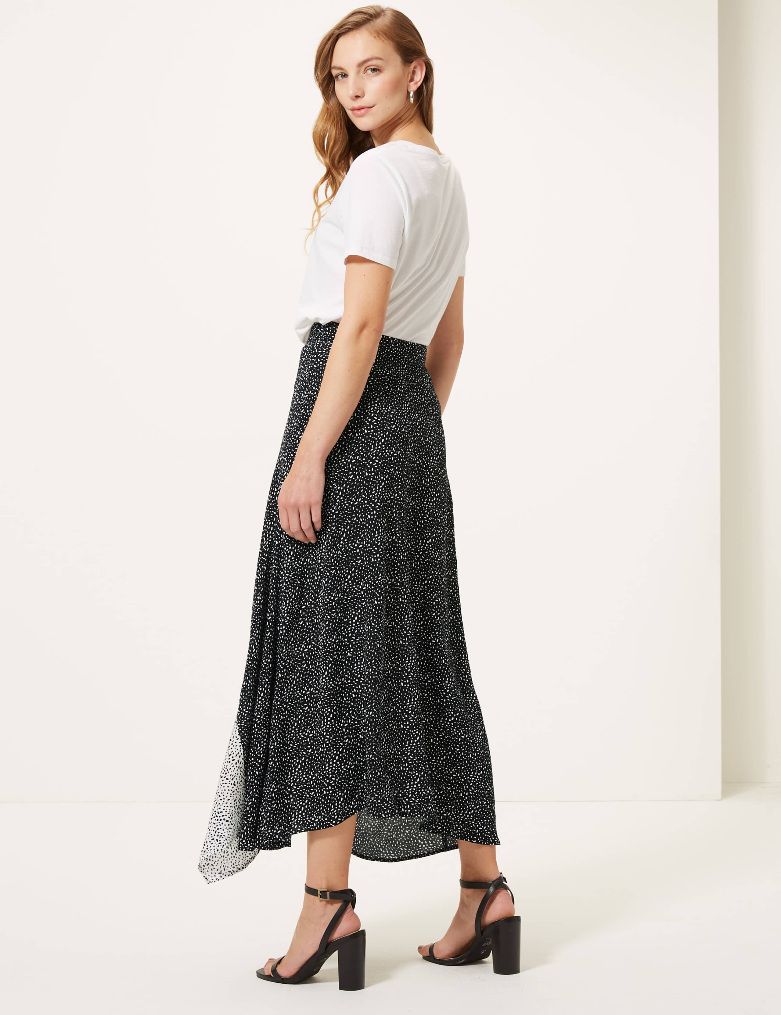 Polka Dot Wrap Style Midi Skirt 3 of 4