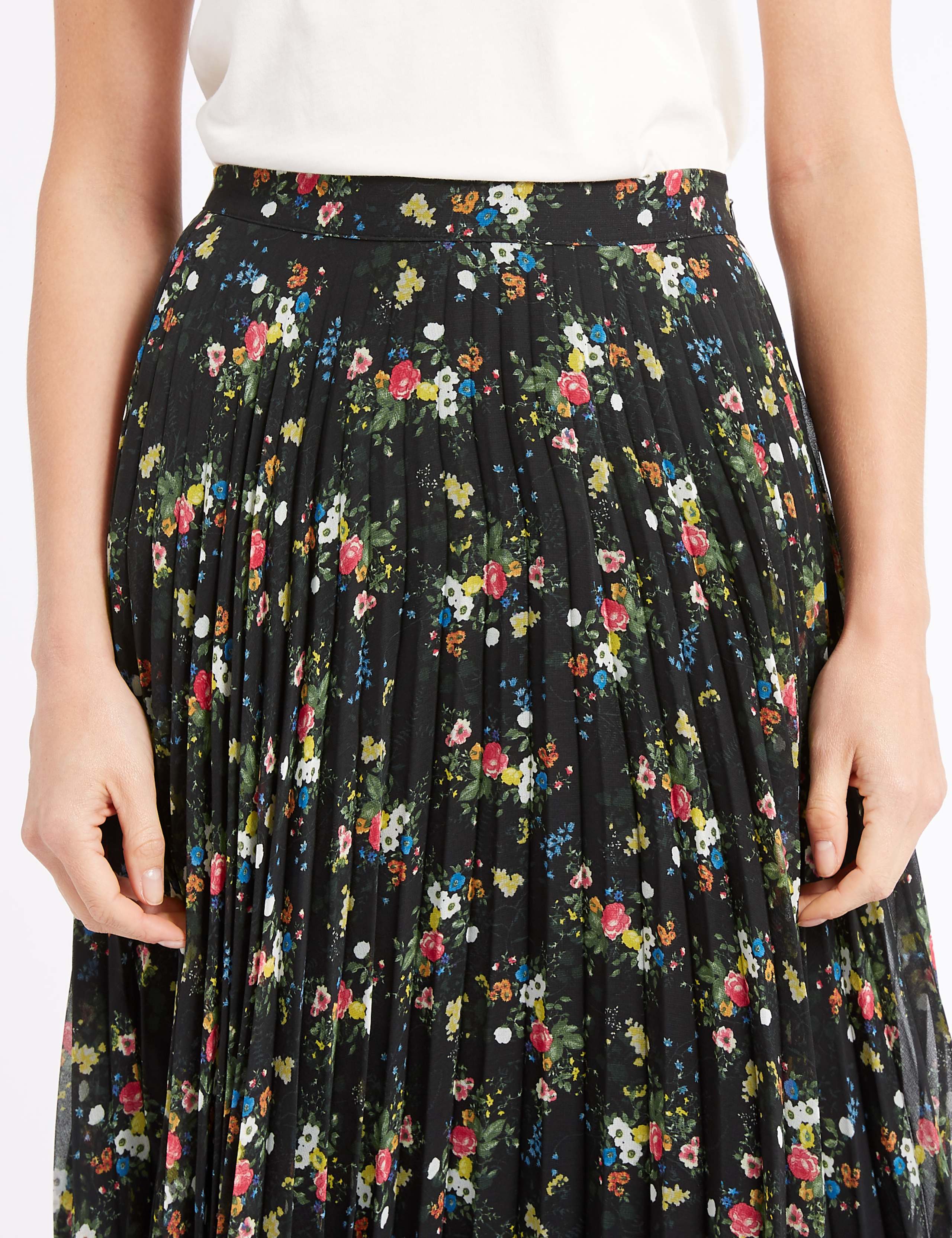 Floral Print Pleated A-Line Midi Skirt 5 of 5