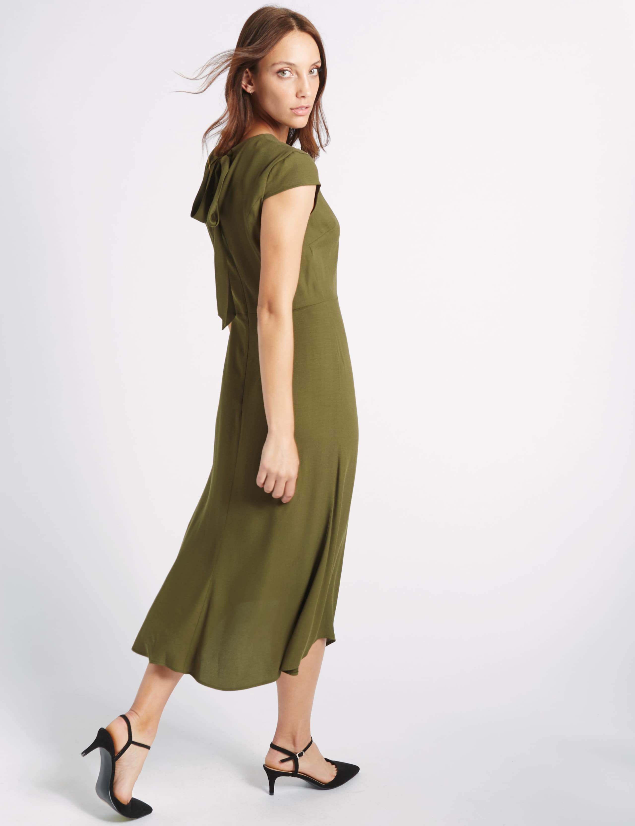 Asymmetric Cap Sleeve Midi Dress 4 of 5