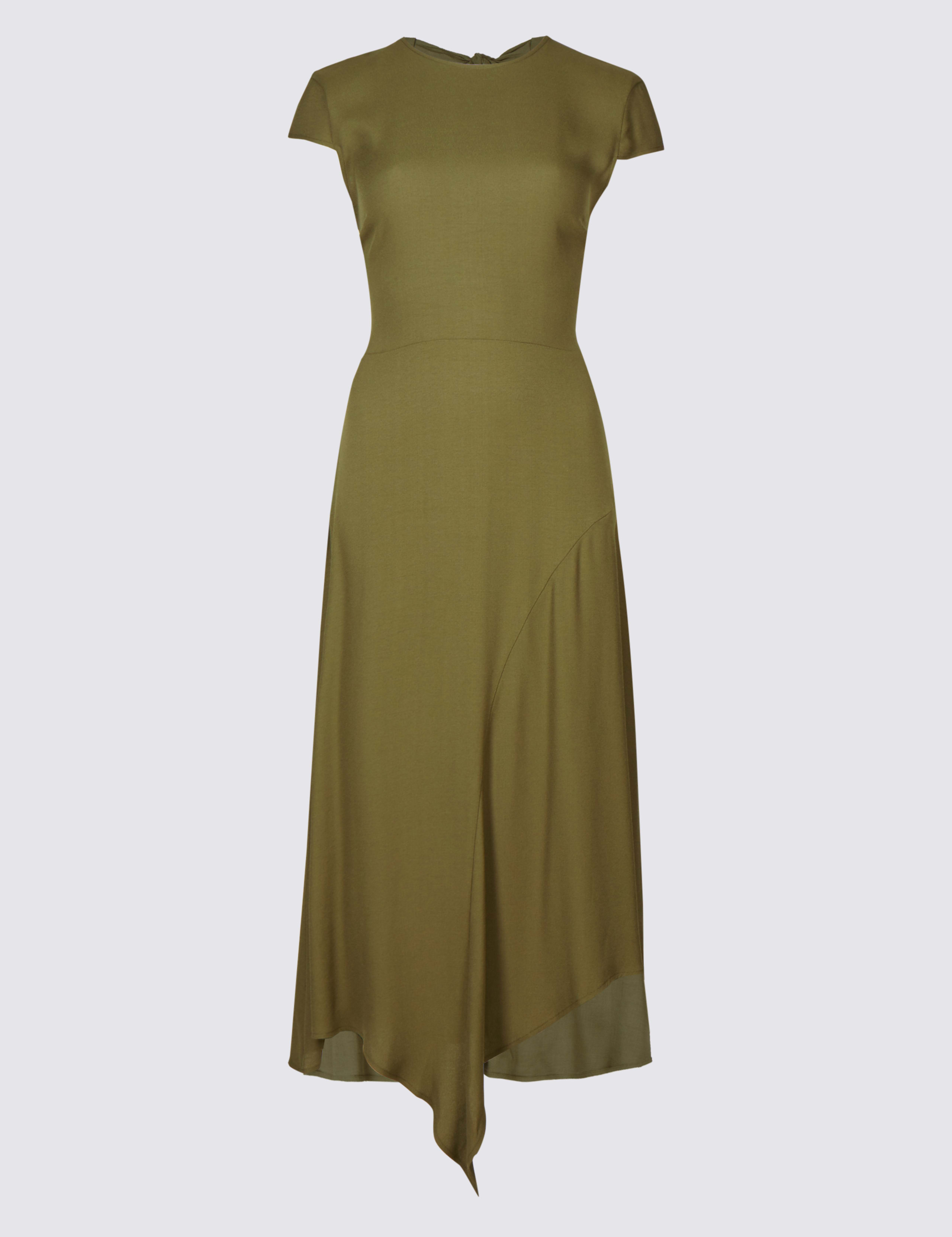 Asymmetric Cap Sleeve Midi Dress 2 of 5