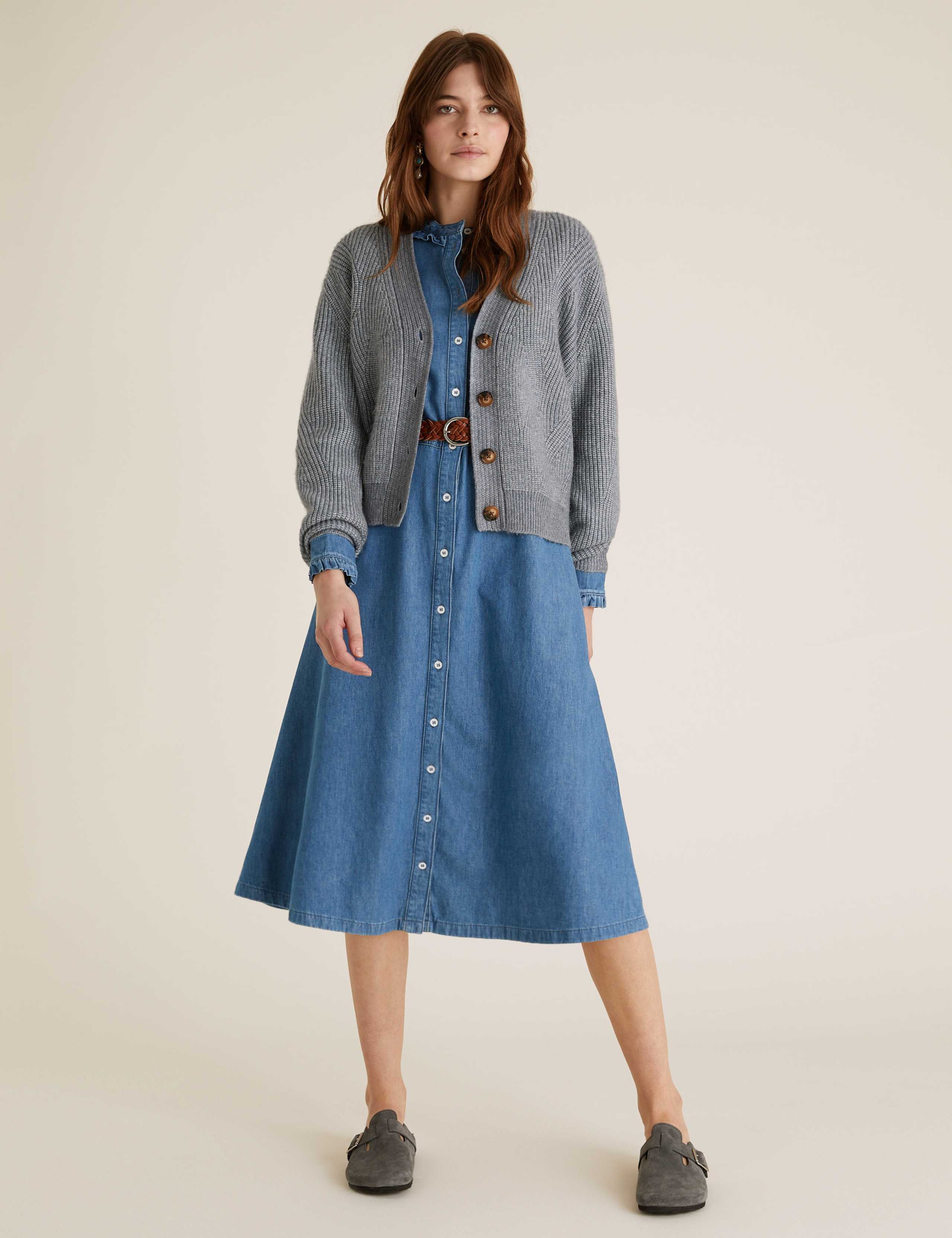 Denim Belted Midi Shirt Dress 9 of 9