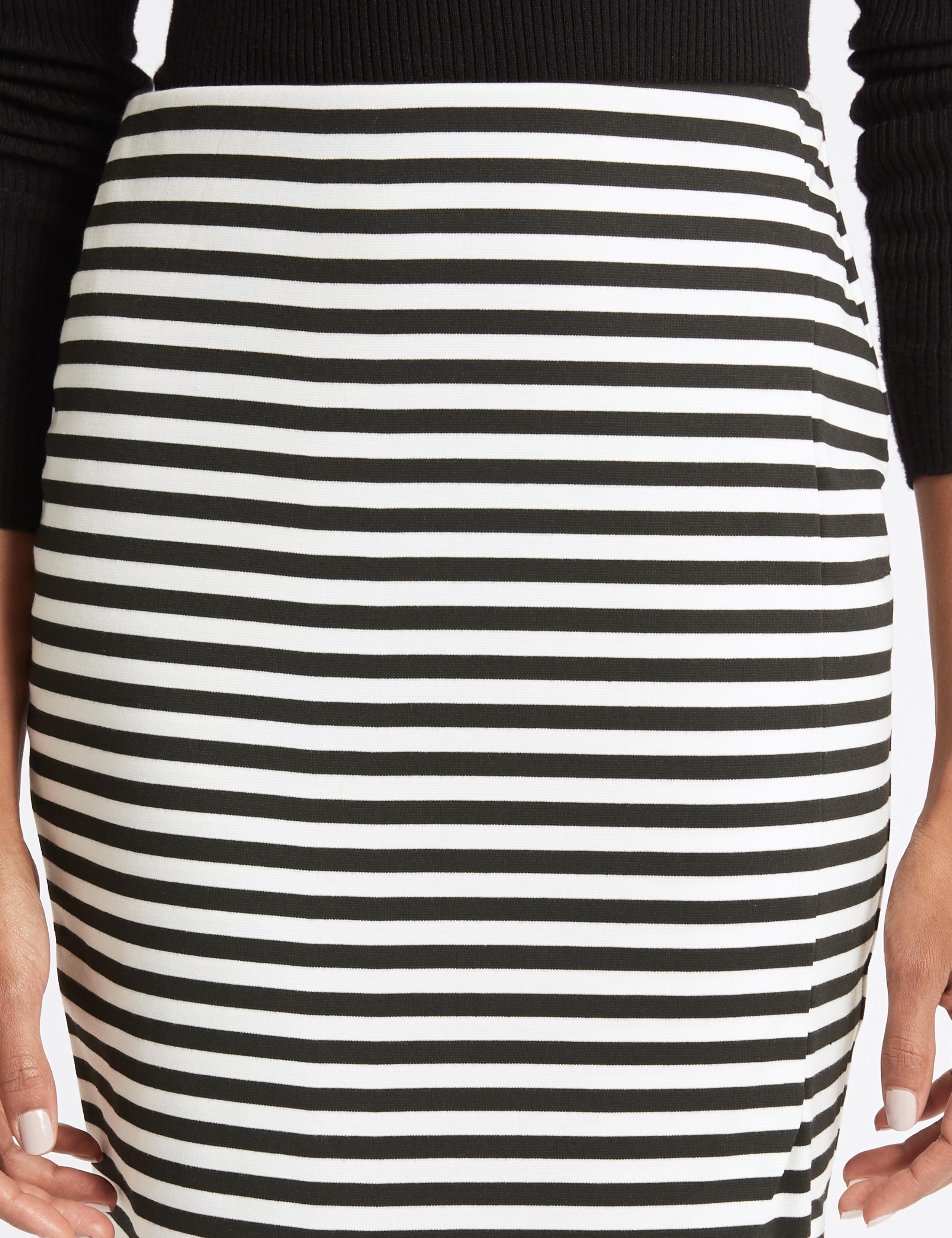 Striped Asymmetric Wrap Pencil Midi Skirt 6 of 6