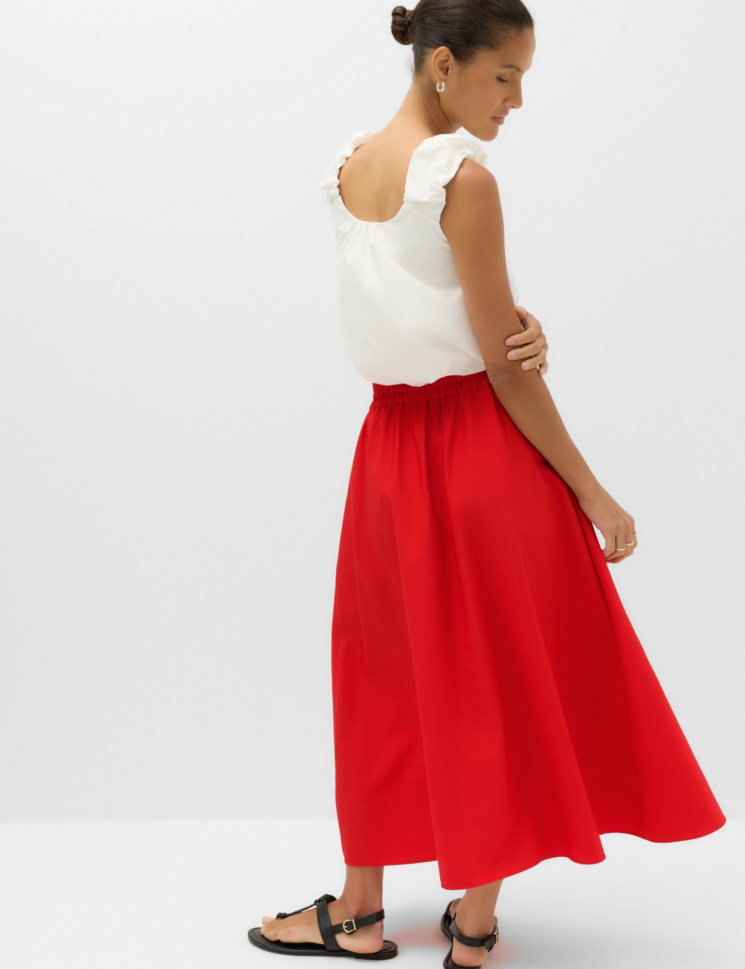 Tie Front Midi A-Line Skirt 4 of 6