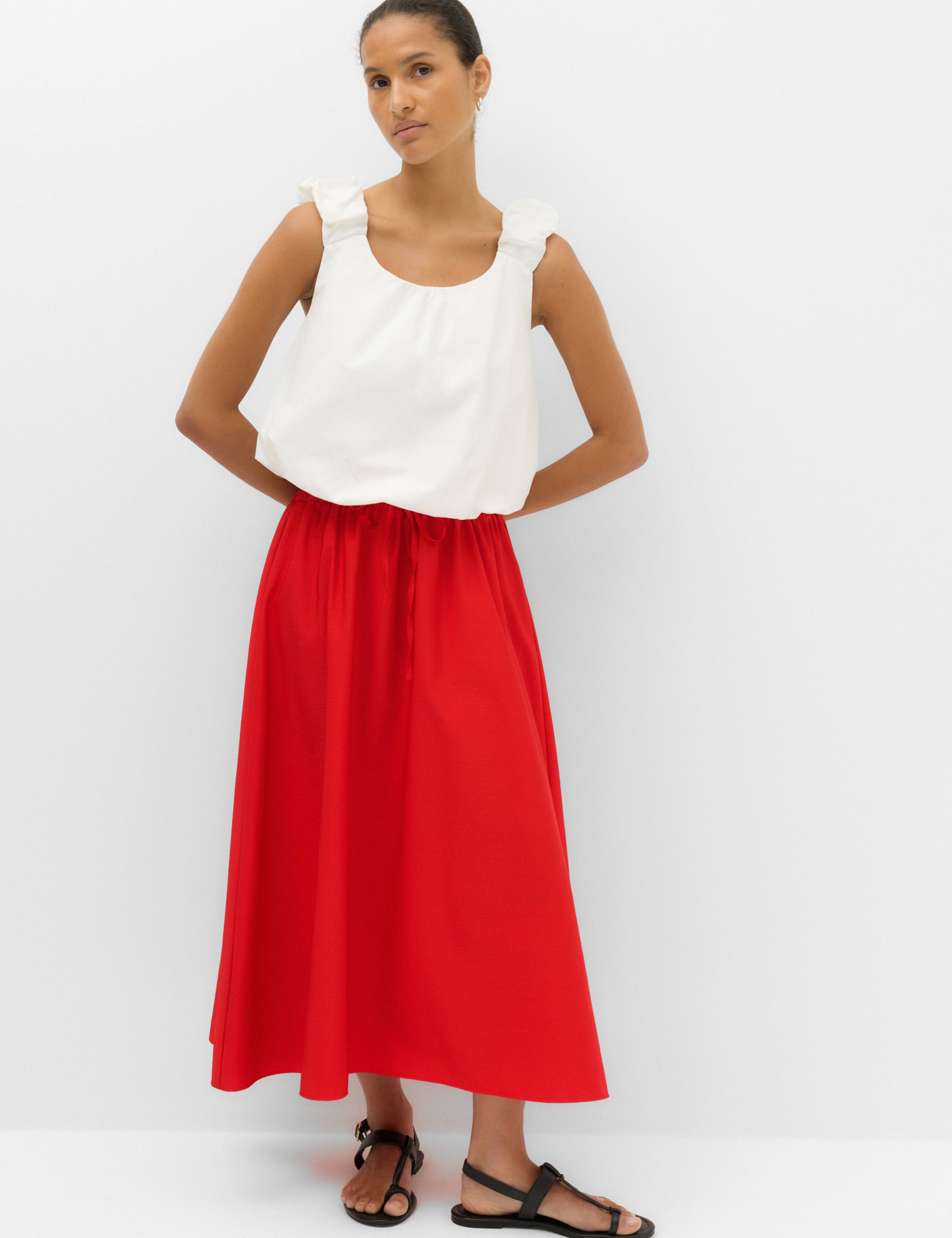 Tie Front Midi A-Line Skirt 6 of 6