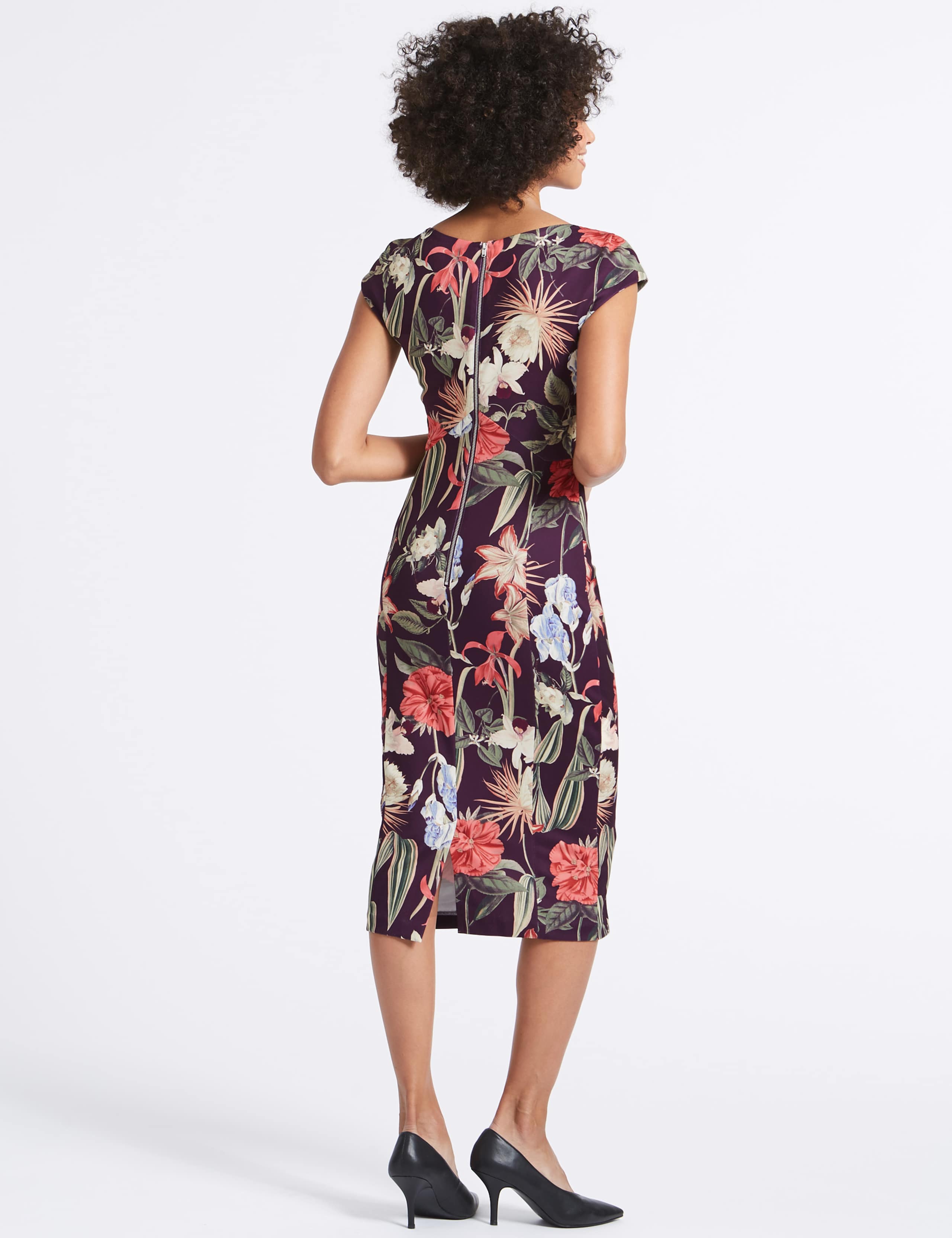 Floral Print Asymmetric Bodycon Midi Dress 5 of 5