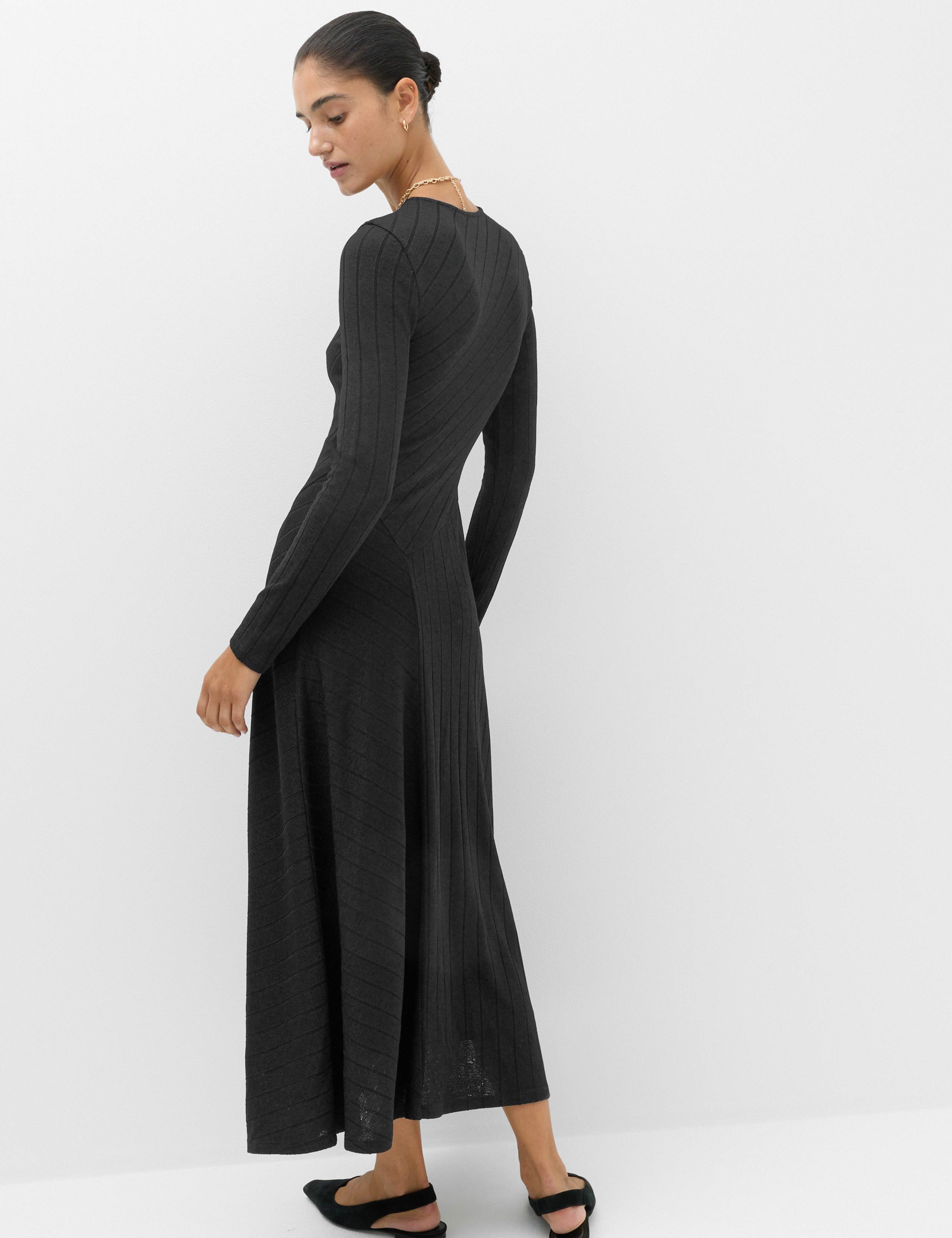 Jersey Ribbed Midi Column Dress 4 of 6