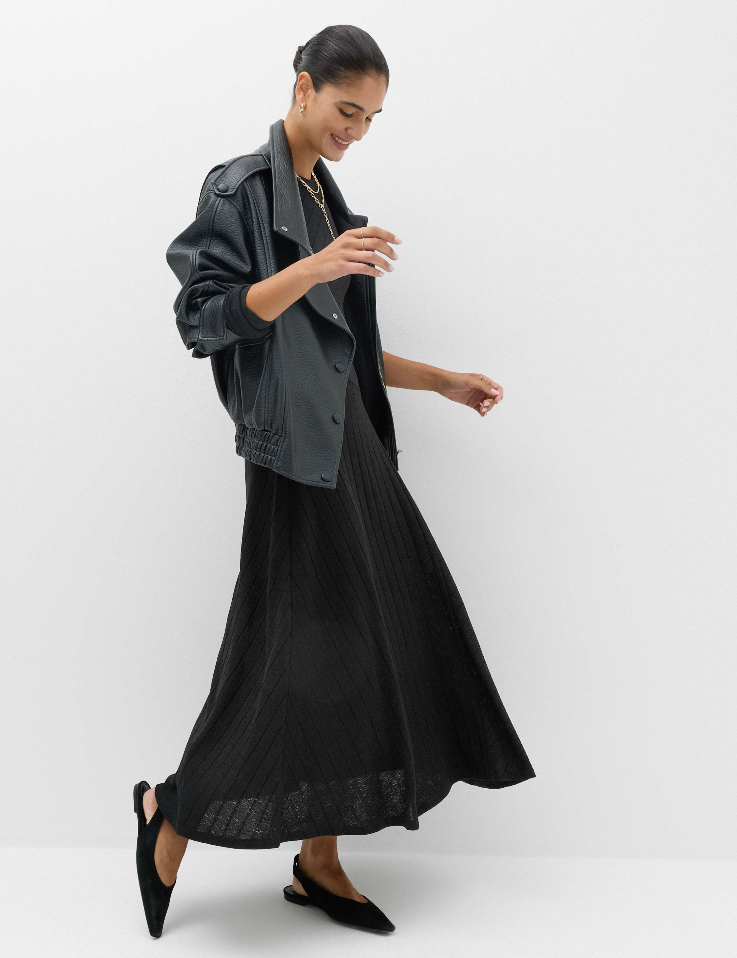 Jersey Ribbed Midi Column Dress 6 of 6