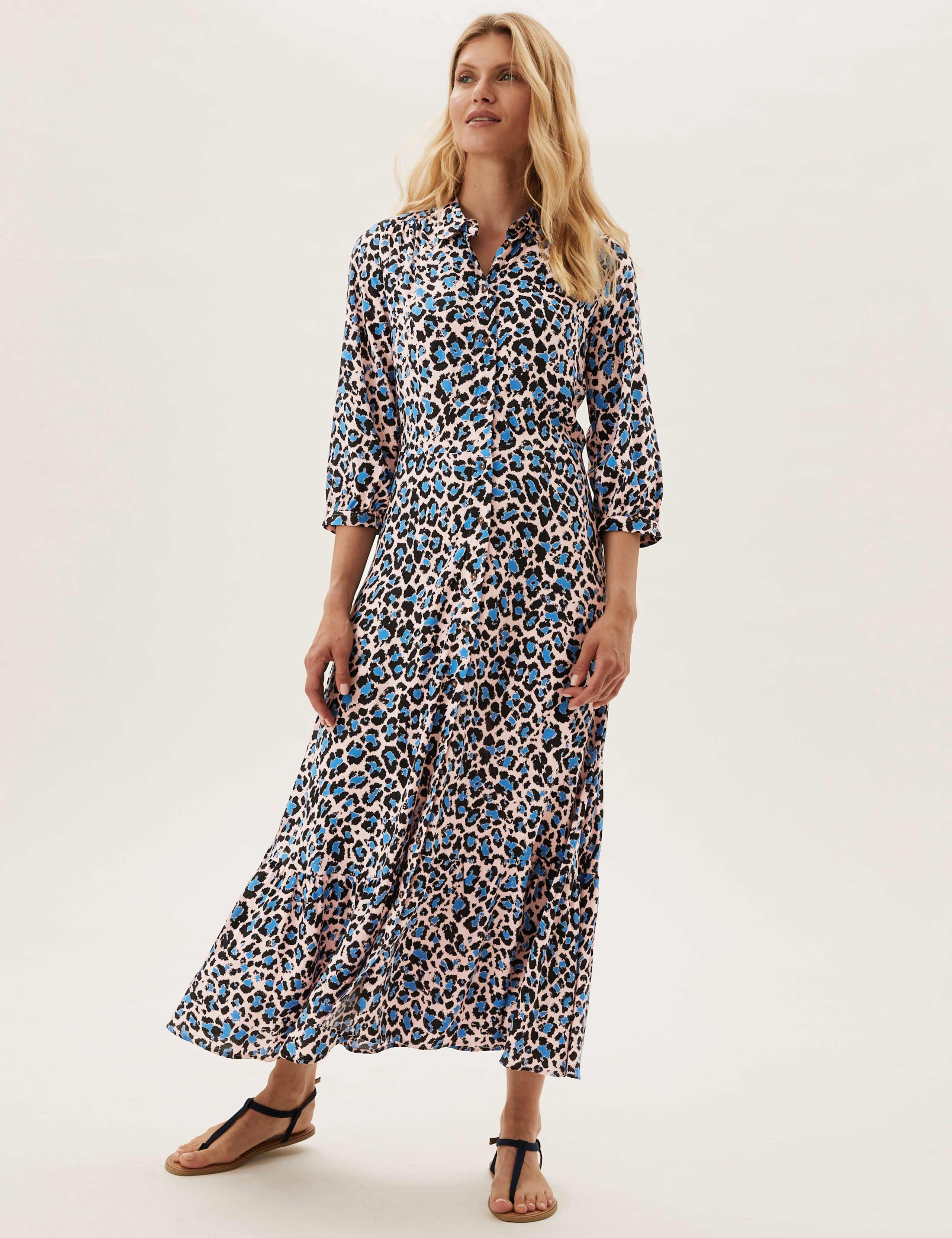 Animal Print Midaxi Shirt Dress 1 of 6
