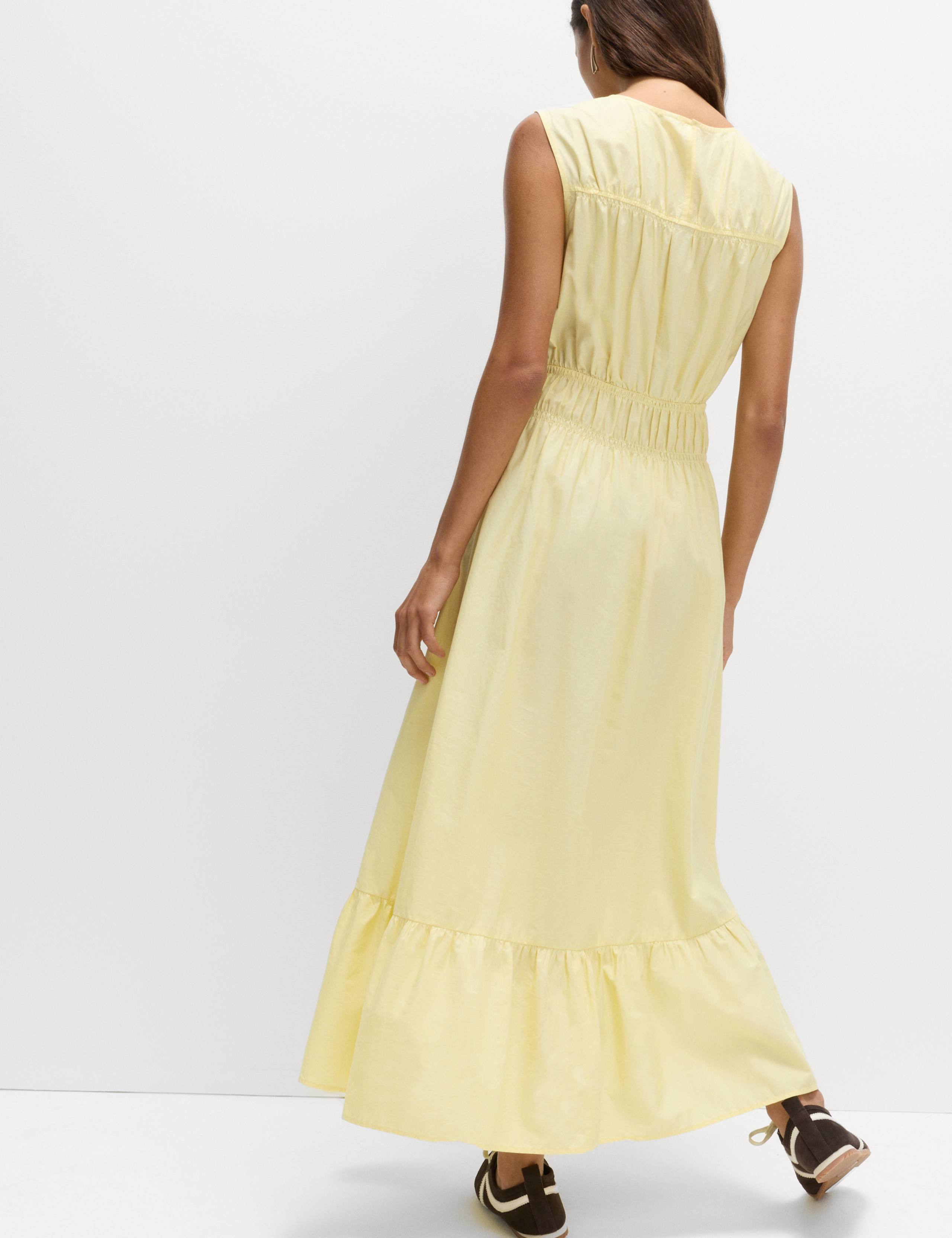 Pure Cotton Frill Hem Midaxi Waisted Dress 6 of 6