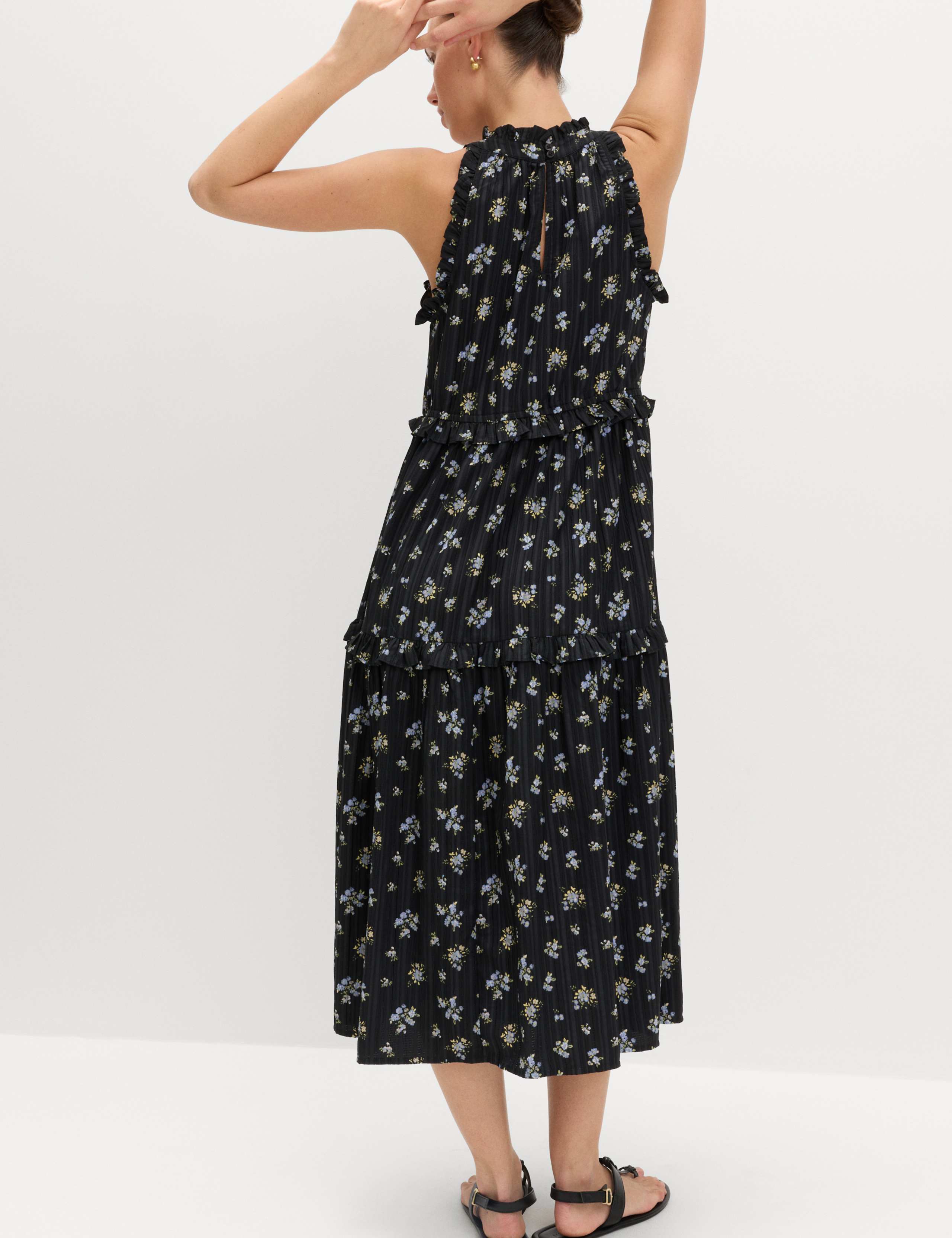Floral Halter Neck Midi Tiered Dress 4 of 7