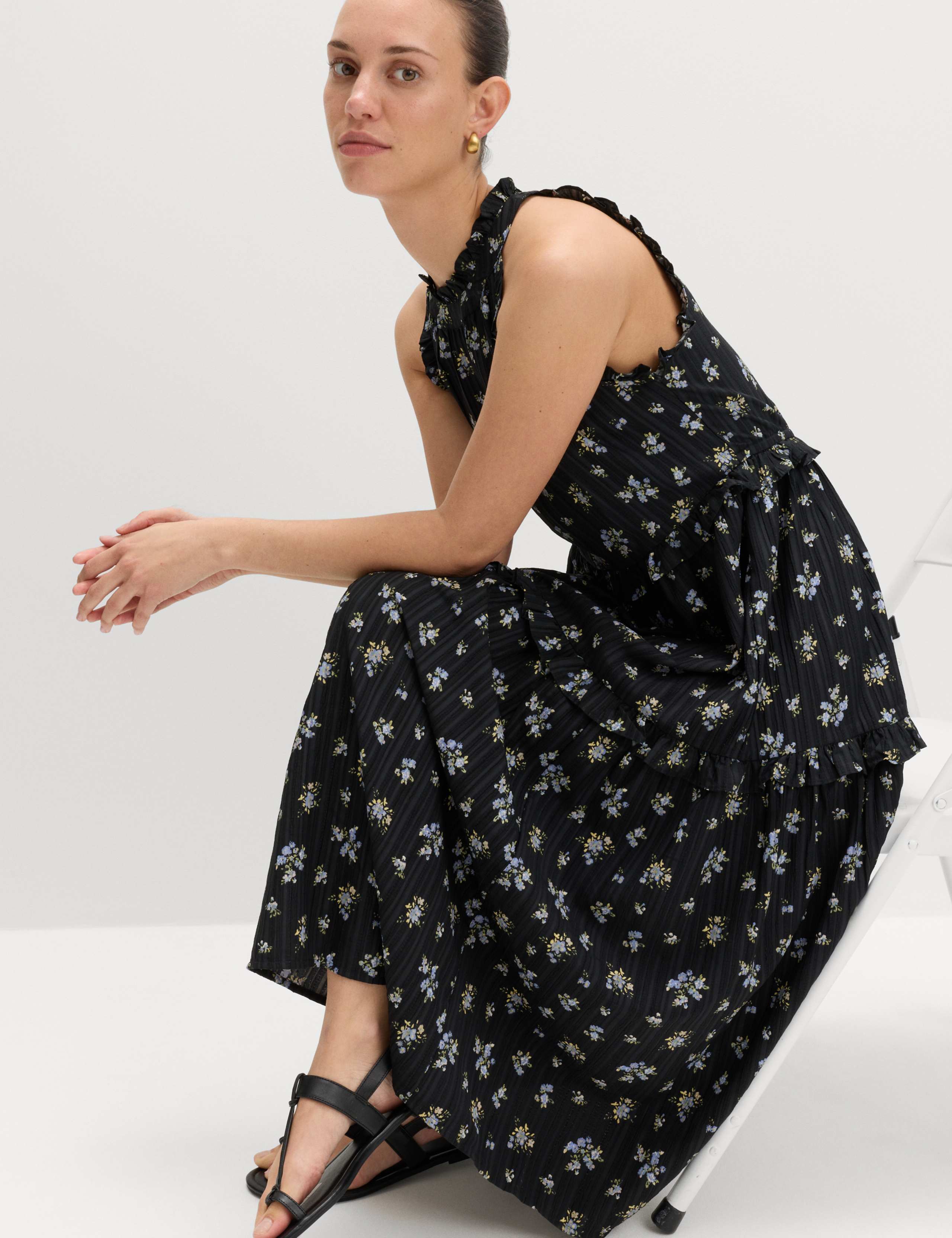 Floral Halter Neck Midi Tiered Dress 6 of 7