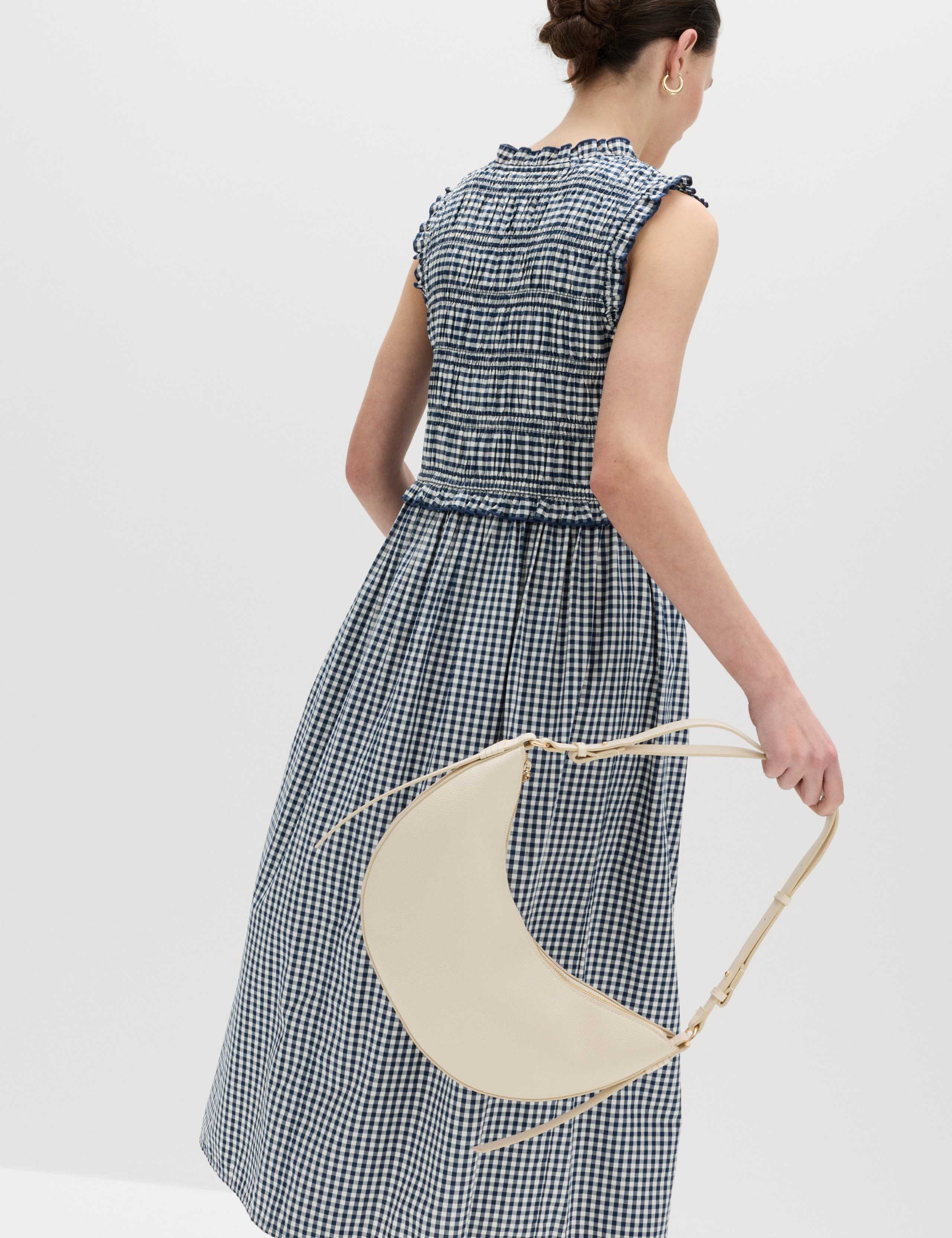 Cotton Rich Gingham Midi Waisted Dress 4 of 5
