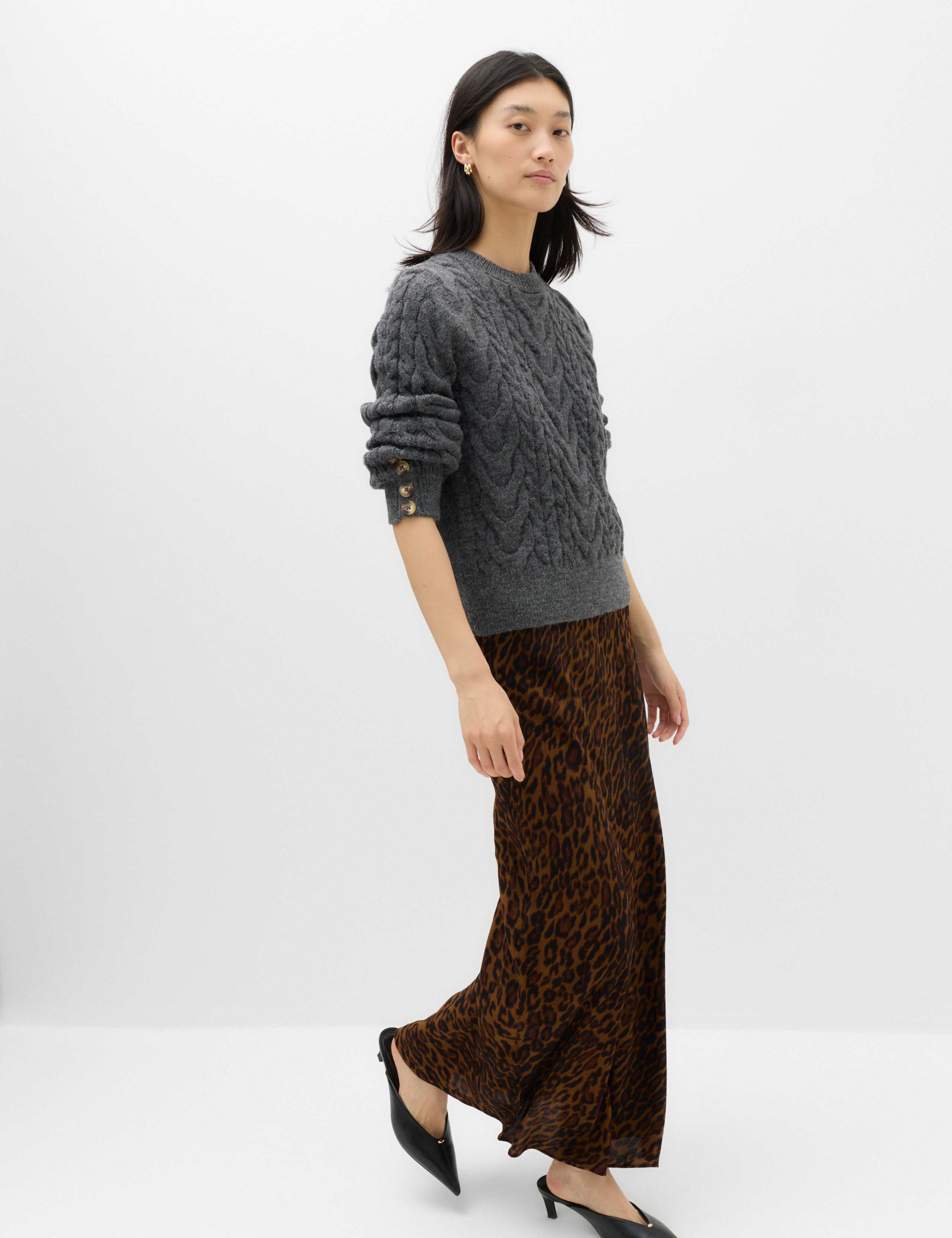Leopard Print Elasticated Waist Maxi Slip Skirt 3 of 5