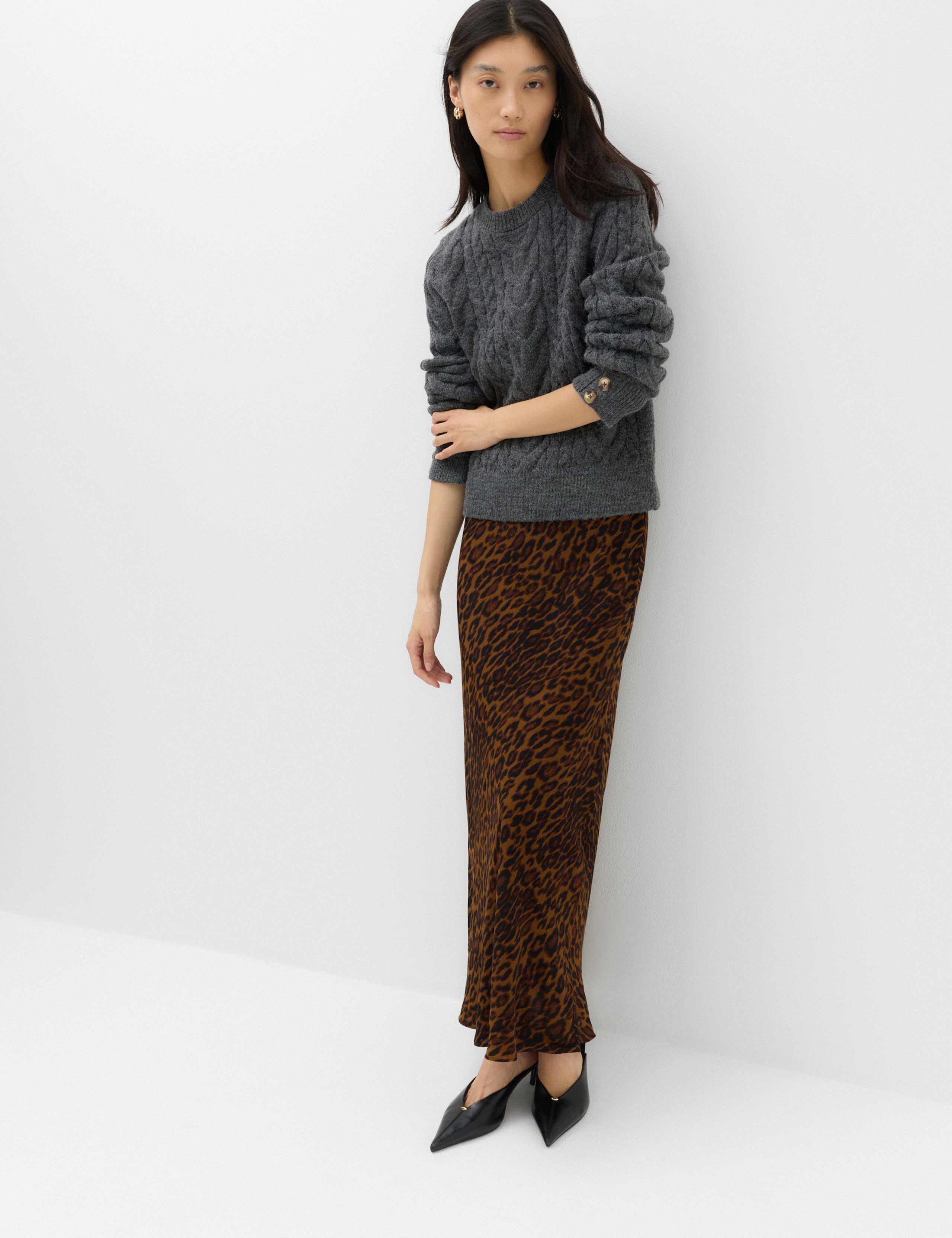 Leopard Print Elasticated Waist Maxi Slip Skirt 5 of 5
