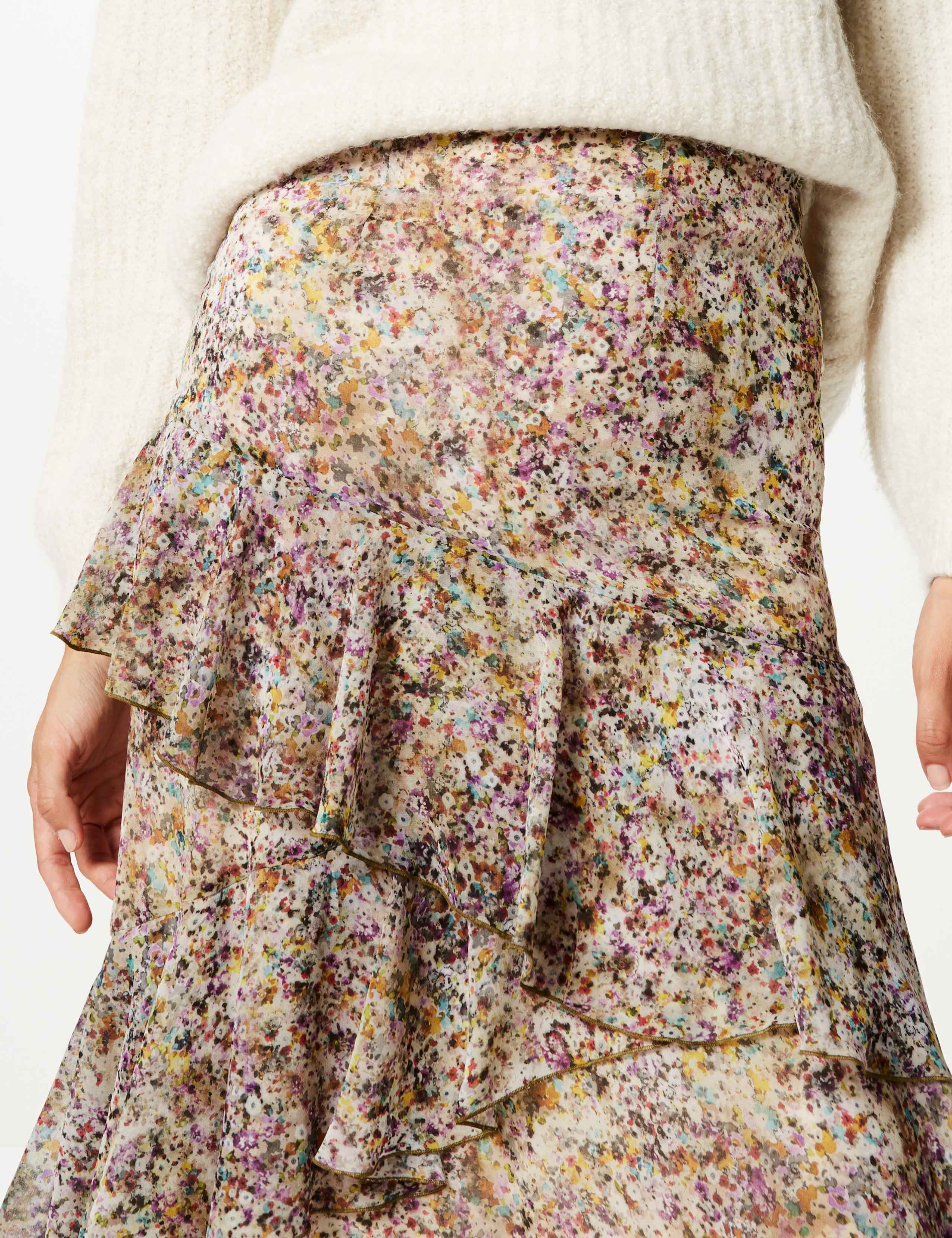 Floral Print Ruffle Midi Skirt 5 of 6