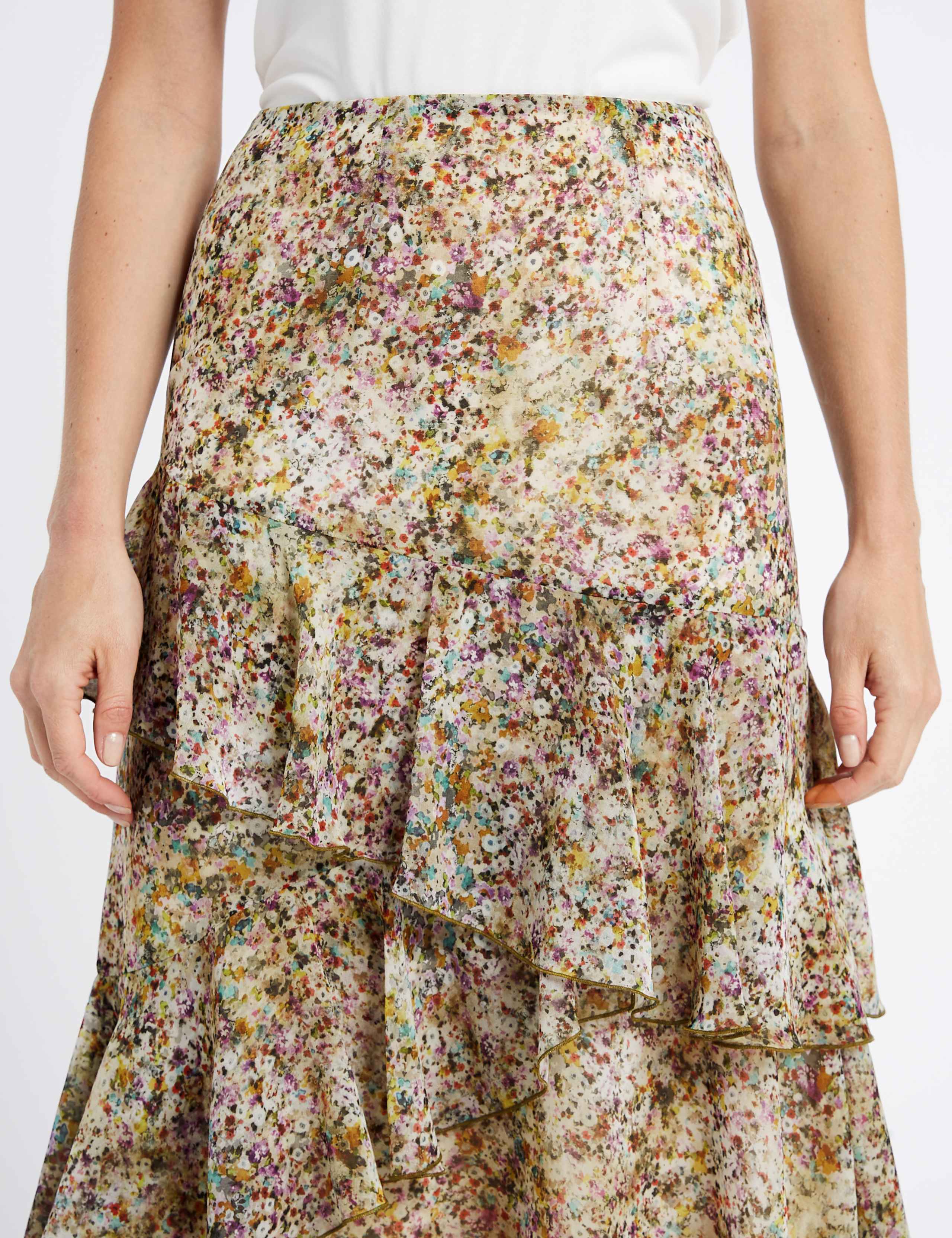 Floral Print Ruffle Midi Skirt 6 of 6