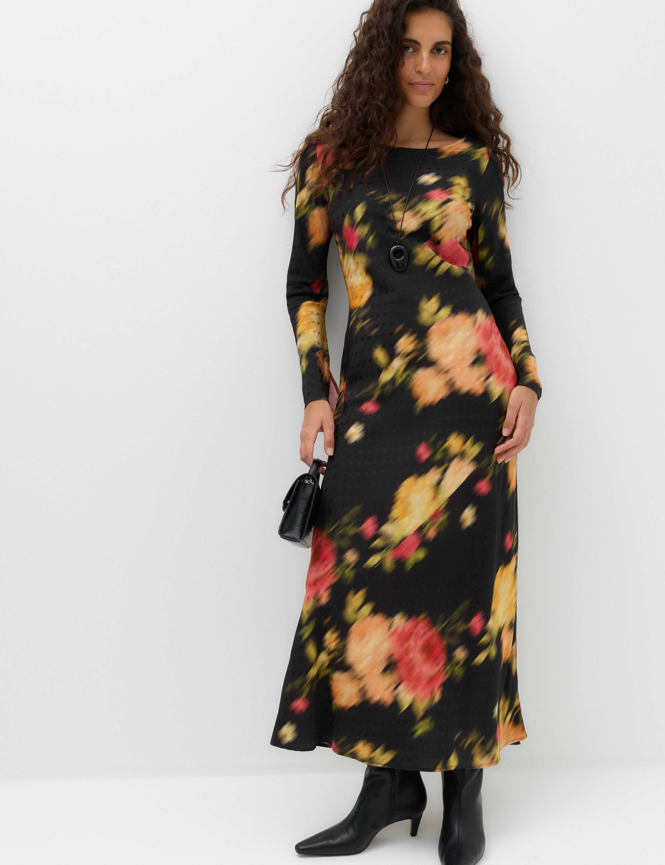 Floral Jacquard Round Neck Midaxi Column Dress 1 of 6