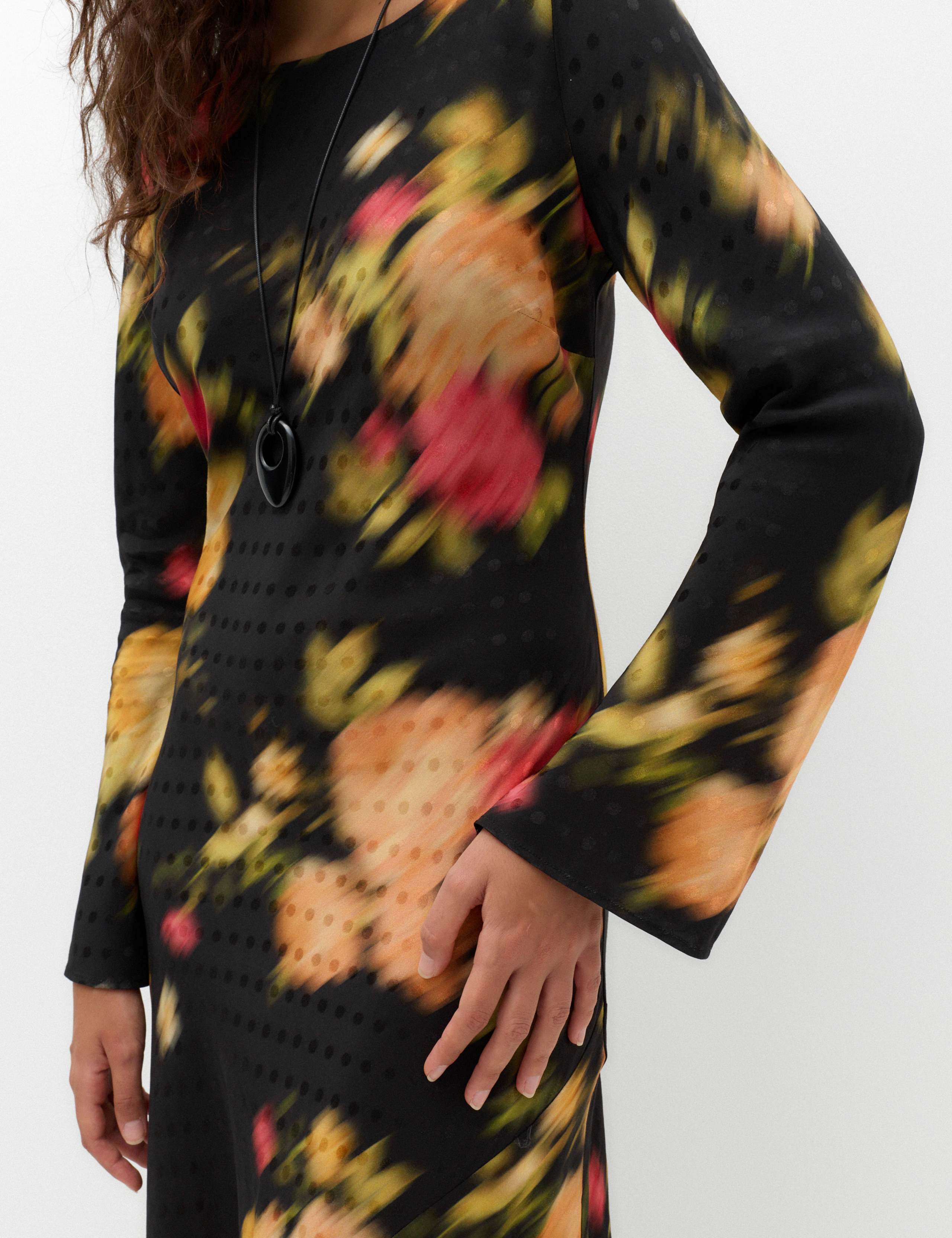 Floral Jacquard Round Neck Midaxi Column Dress 5 of 6